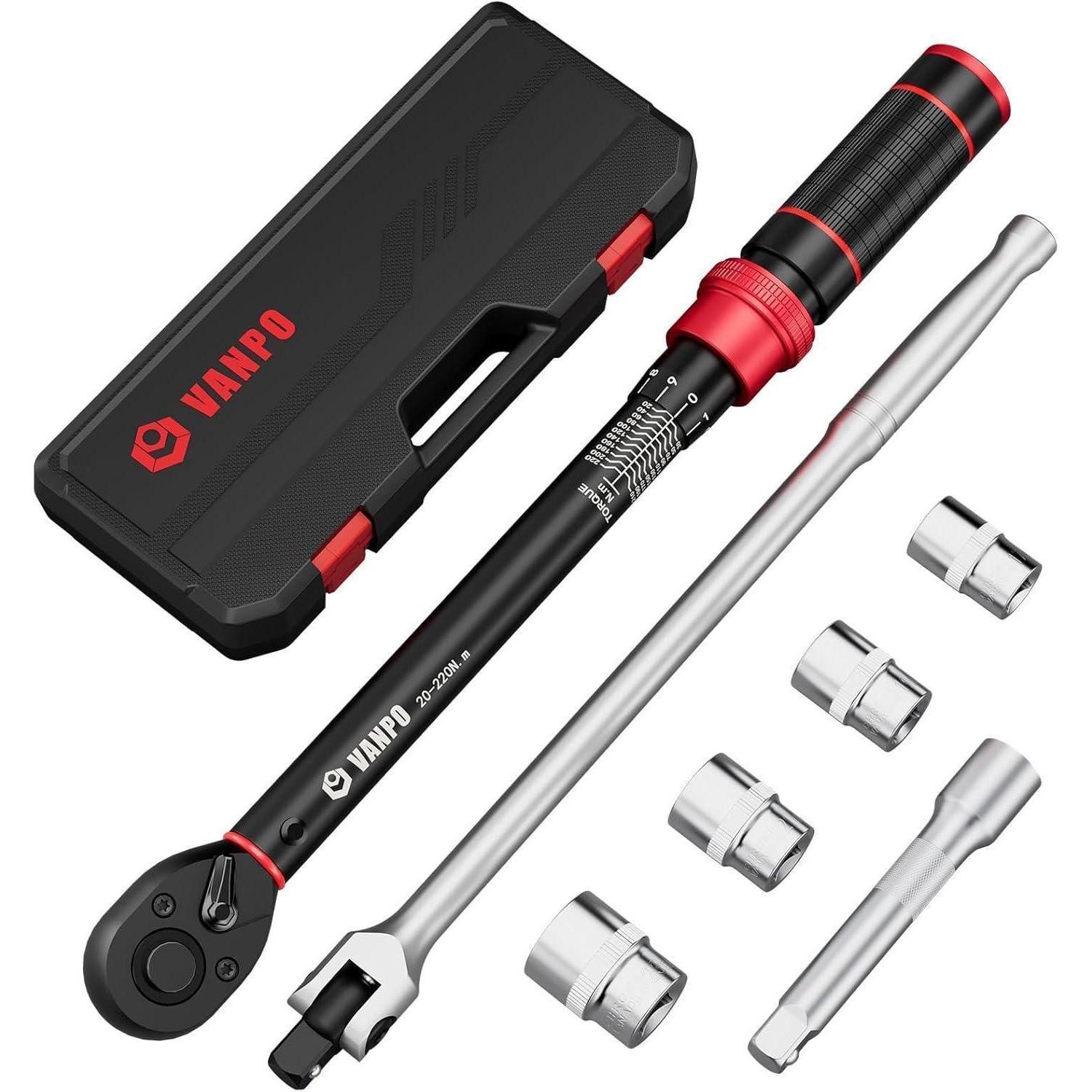 LuxusKollektion Drehmomentschlüssel Drehmomentschlüssel Set 20-220Nm 1/2" 7-tlg