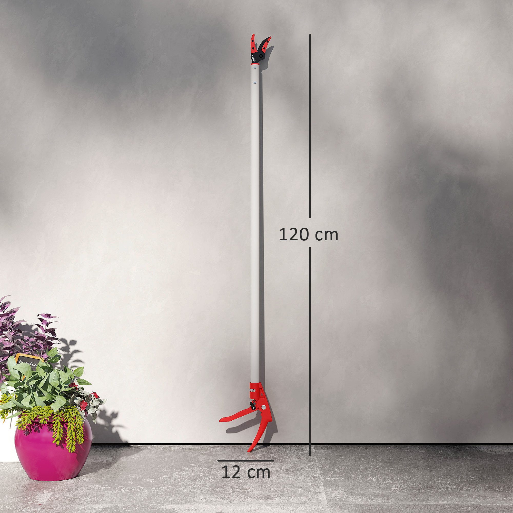 Outsunny Astschere mit Feststellvorrichtung, Aluminiumgriff, (120 cm Baumschere, 1-tlg., Baumschneider mit großer Reichweite), für Äste, für Schneiden von Ästen Obstpflücken
