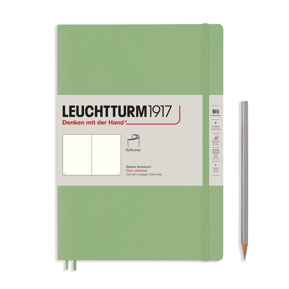 Leuchtturm1917 Notizbuch Hardcover B5 Notizbuch in Sage, 18 x 25,5 cm