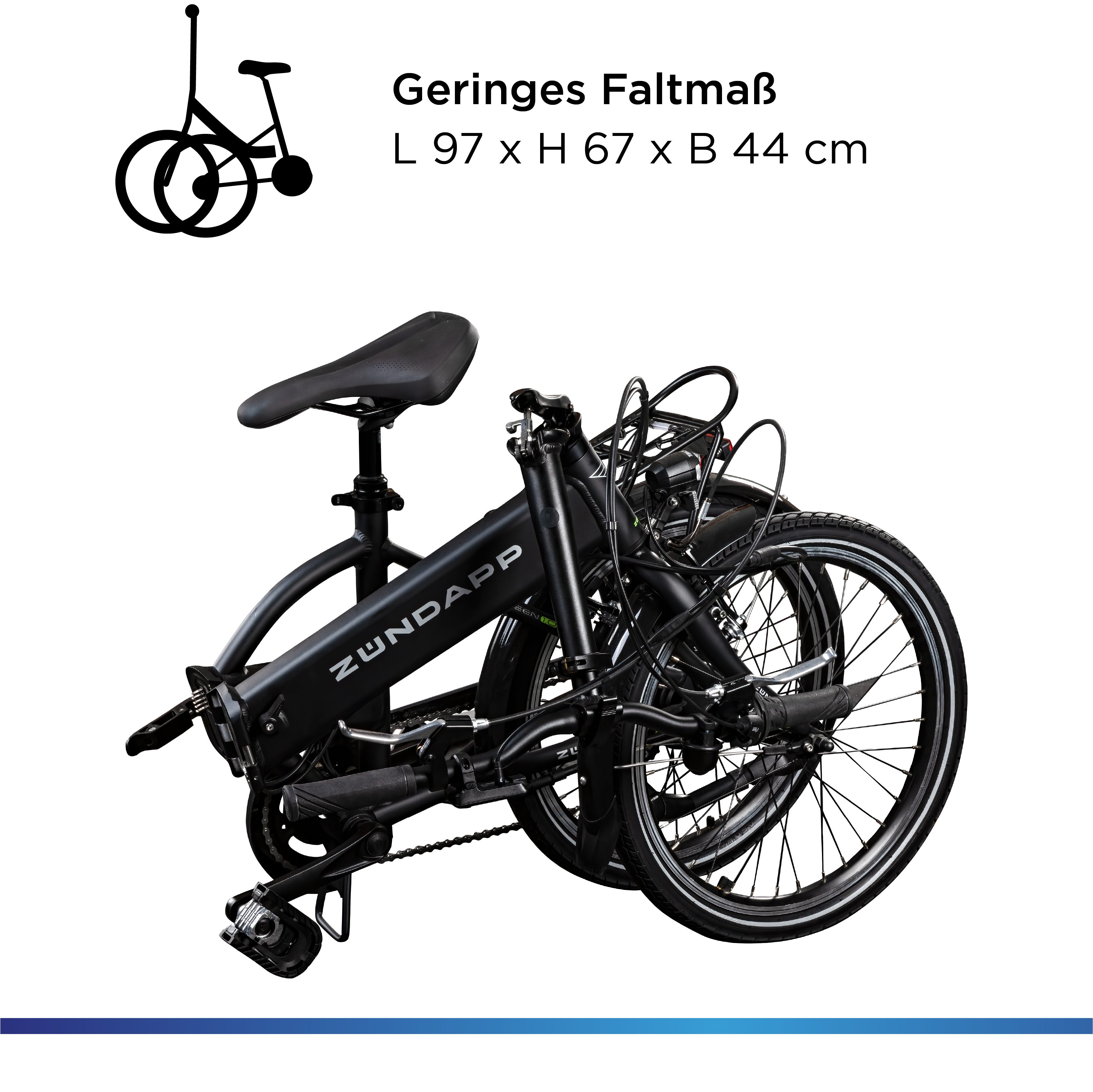 Zündapp E-Bike Faltrad Z101, 6 Gang Shimano Tourney RD-TY300 Schaltwerk, Kettenschaltung, Heckmotor, 270 Wh, Pedelec, Elektrofahrrad für Damen u. Herren