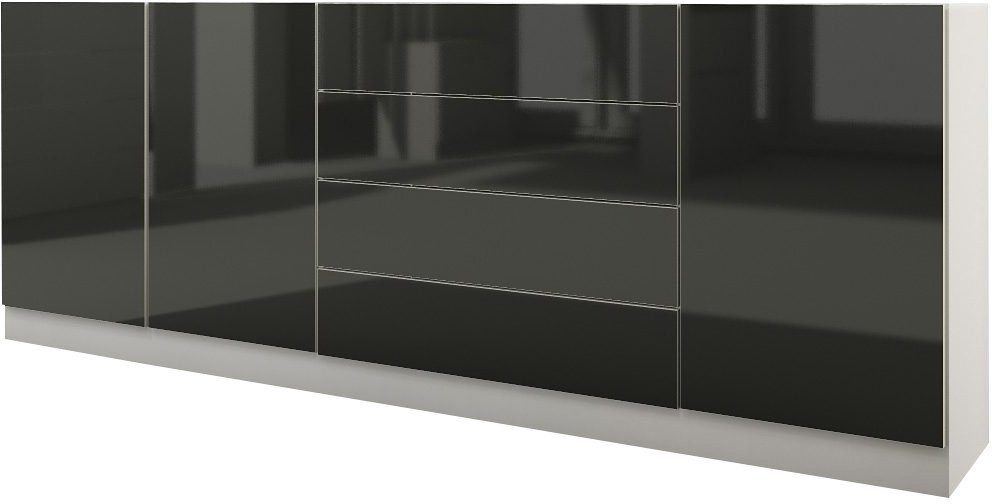 Vaasa, Hochglanz Sideboard Möbel Breite 190 cm borchardt matt/schwarz weiß