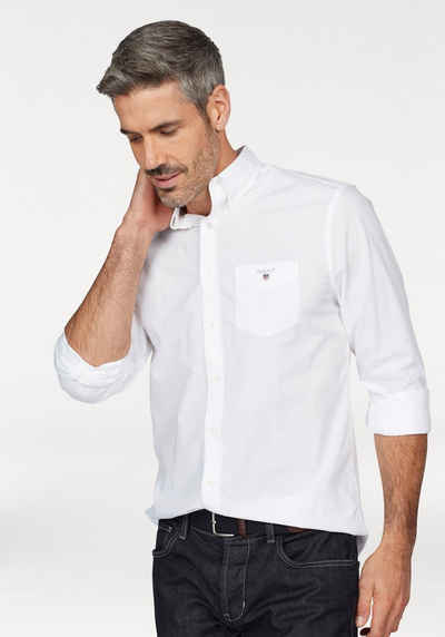 Gant Businesshemd Regular Fit Broadcloth Uni glatte Textur mit Brusttasche