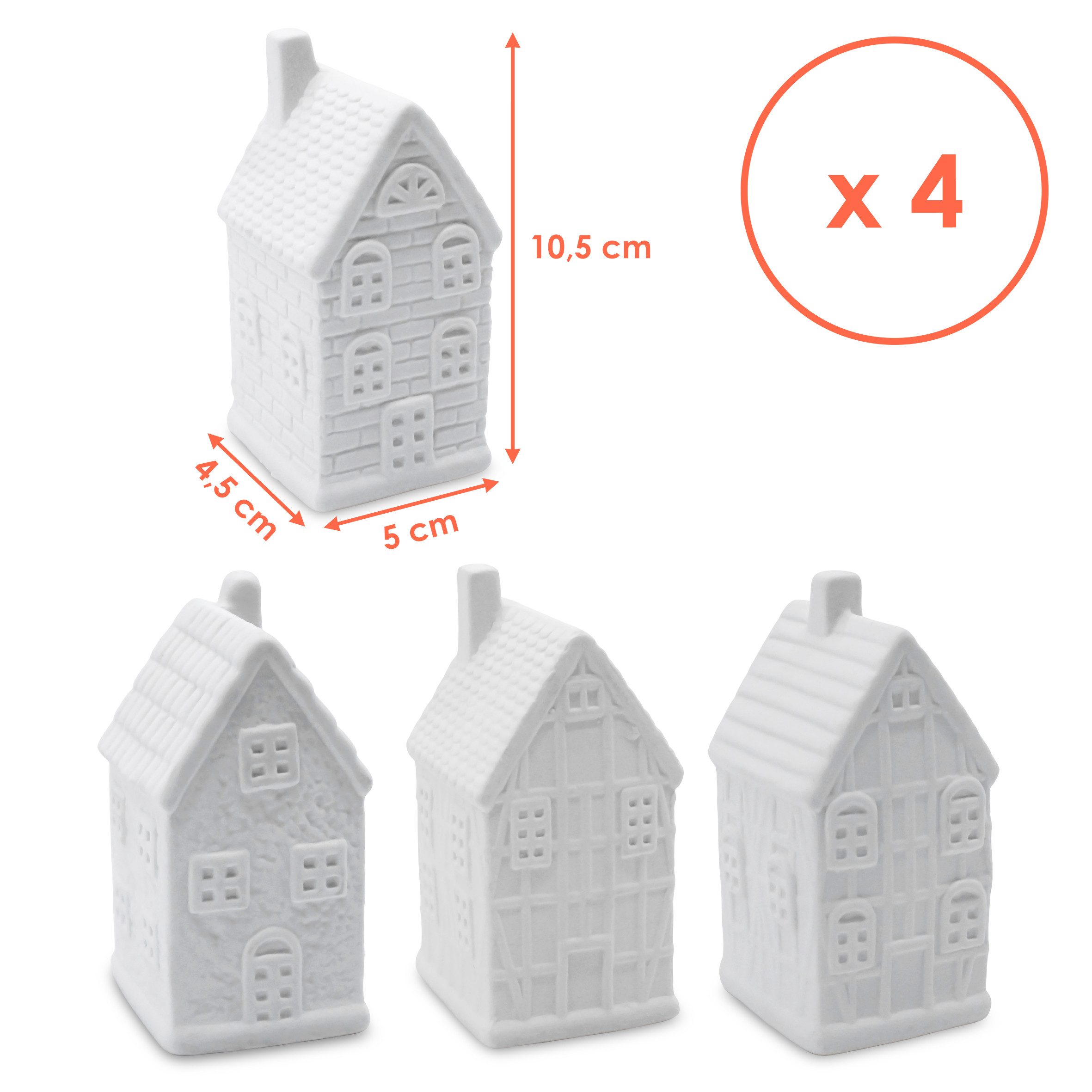 Spetebo LED-Dekofigur LED Keramik Haus warm weiß beleuchtet 10 cm - 4er Set günstig online kaufen