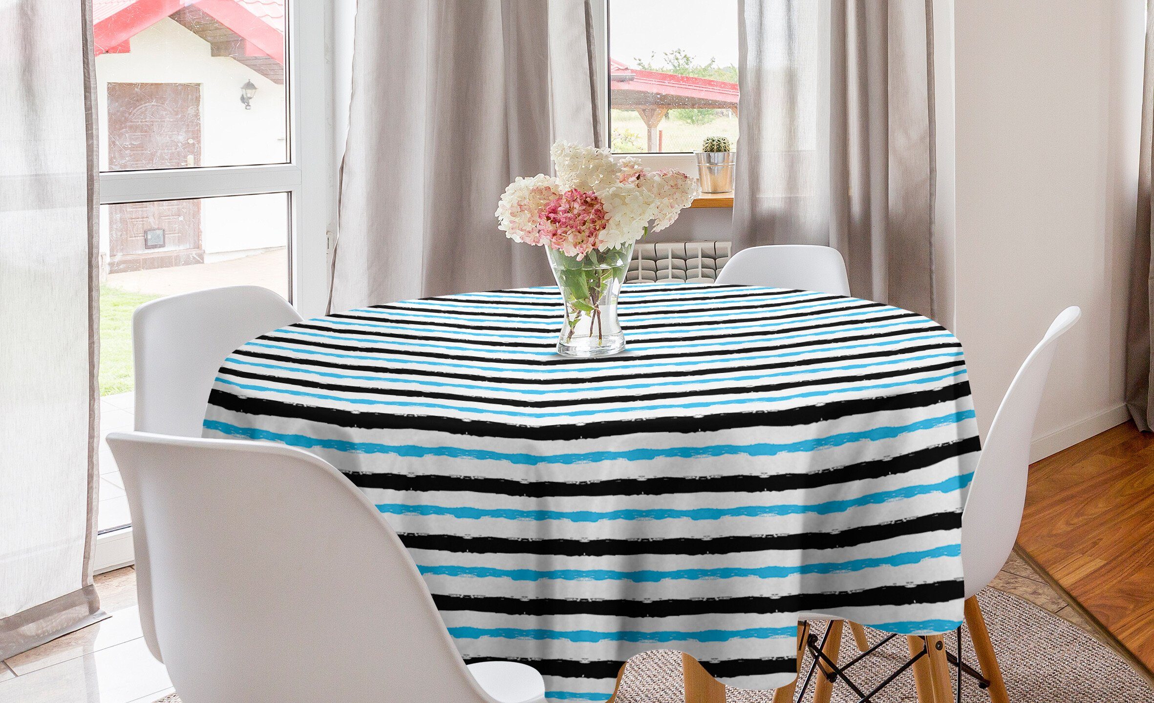Abakuhaus Tischdecke Kreis Tischdecke Abdeckung für Esszimmer Küche Dekoration, Abstrakt Farbe Bands Stripes