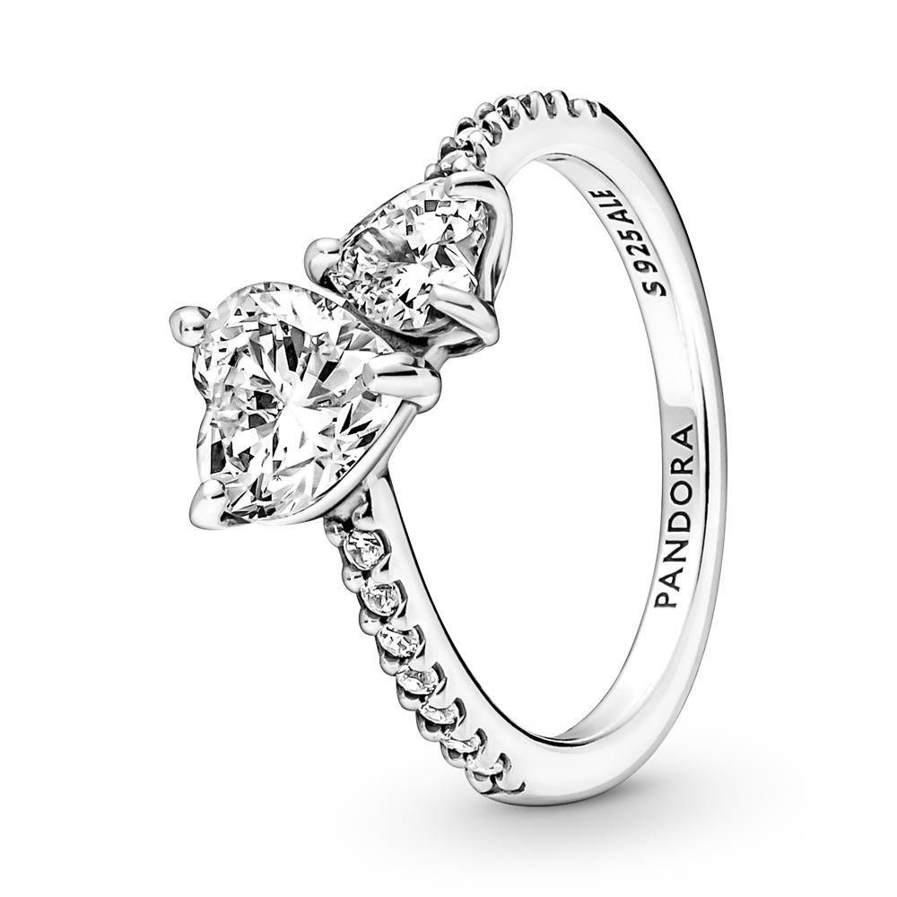 Pandora Fingerring PANDORA Damenring Doppeltes Herz aus 925er Silber mit Zi günstig online kaufen