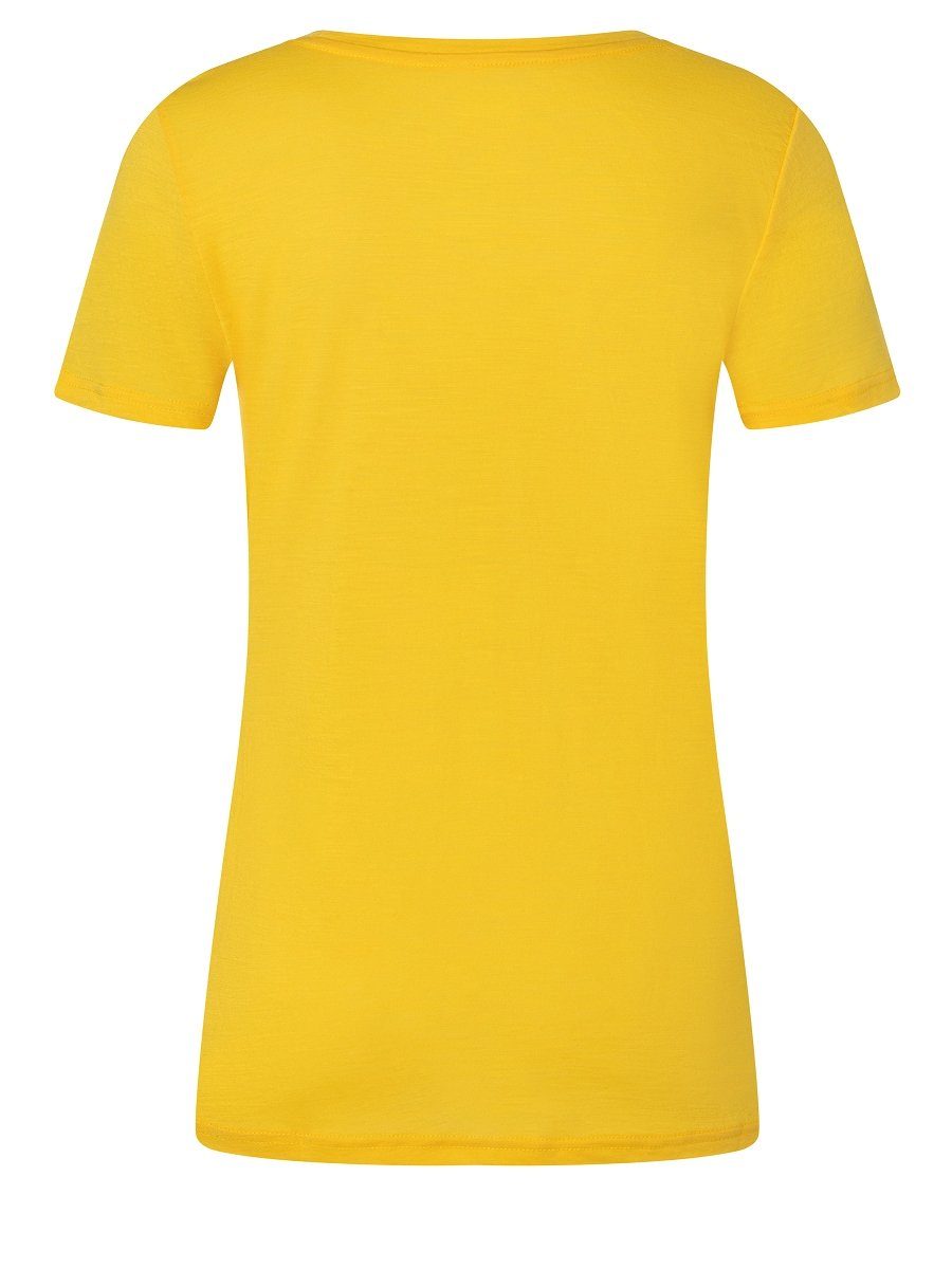 bequemer SKIING T-Shirt TEE SUPER.NATURAL Print-Shirt Illuminating/Fuchsia Merino Merino-Materialmix W