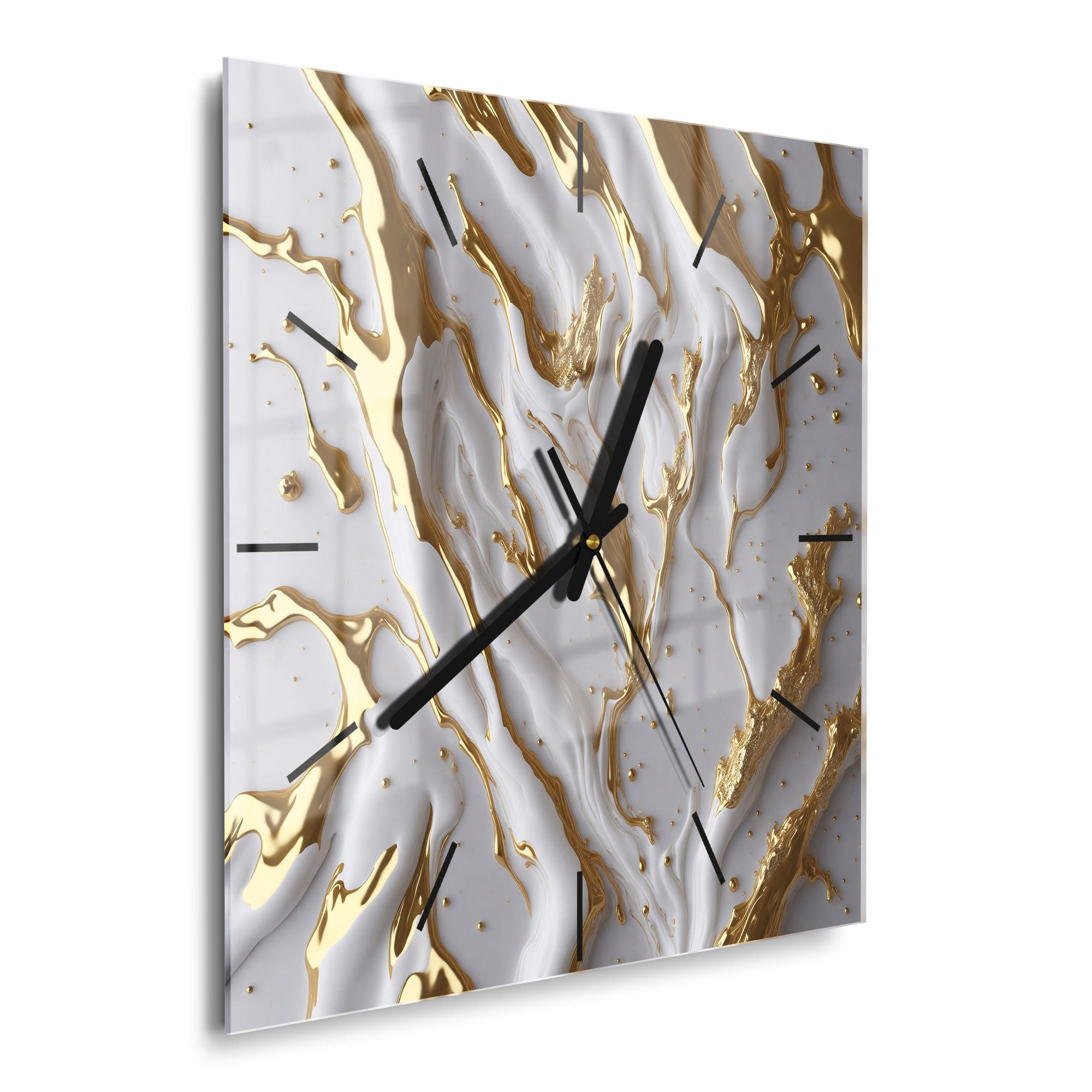 DEQORI Wanduhr 'Goldene Fließkraft' (Glas Glasuhr günstig online kaufen