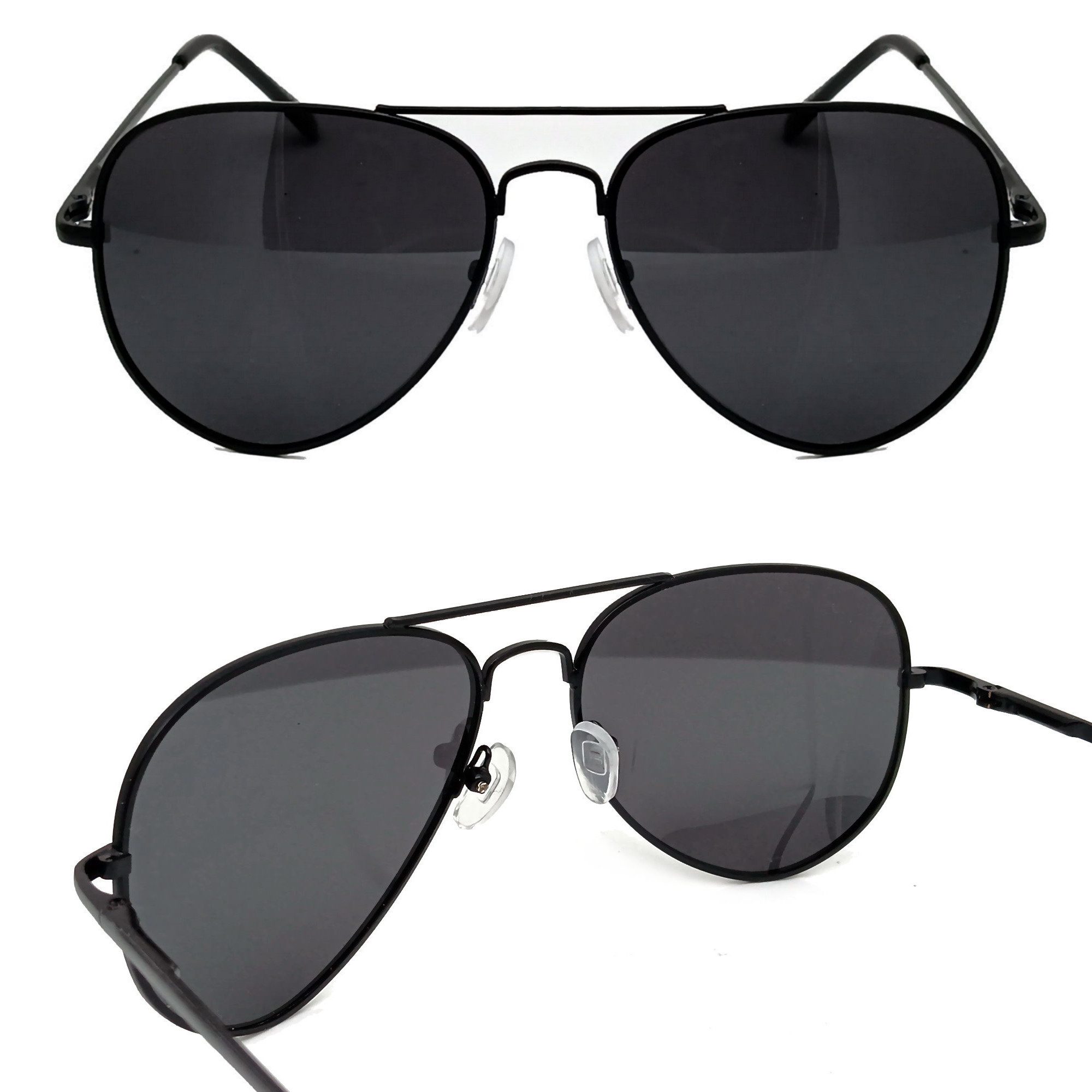 Rennec Sonnenbrille (Pilotenbrille Polarisiert Schwarz mit stabilen Hardcase, Piloten Sonnenbrille mit Federscharniere) Glaser Schwarz Getönt