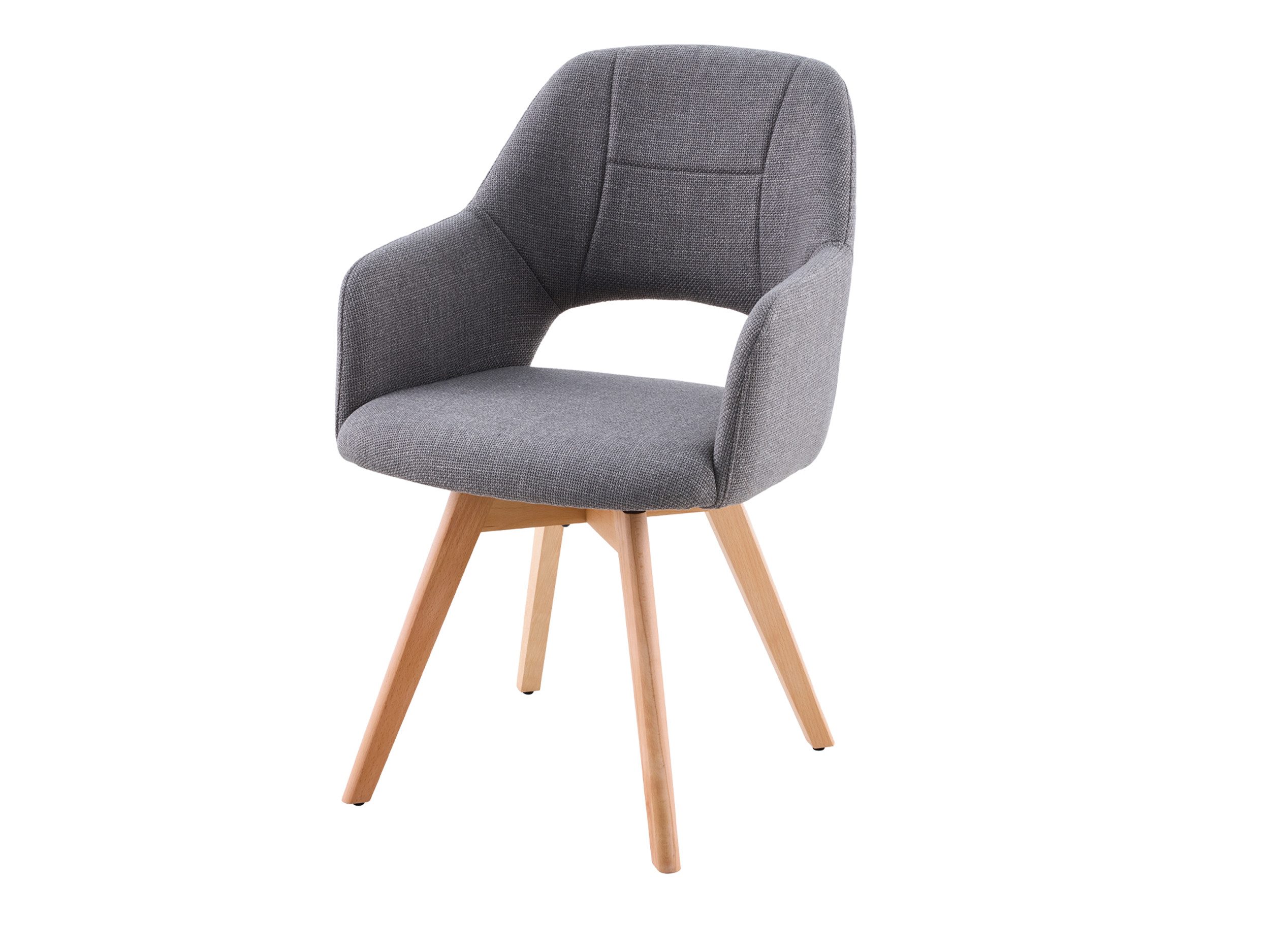 Massivart® Polsterstuhl 360 Grad drehbar, Esszimmerstuhl mit Armlehnen, Webstoff, »STADE«, Gestell Buche massiv unbehandelt • Sitz fest gepolstert • BOHO Stil