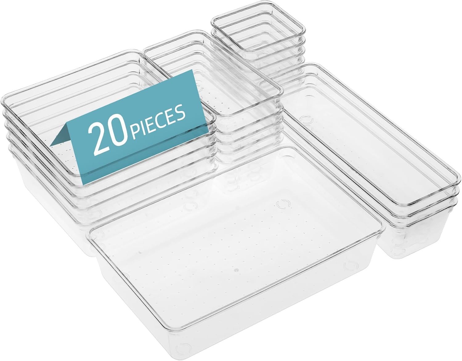 UE Stock Organizer 20-teilige transparente Schubladenteiler, 20-teiliges transparentes Organizer-Set