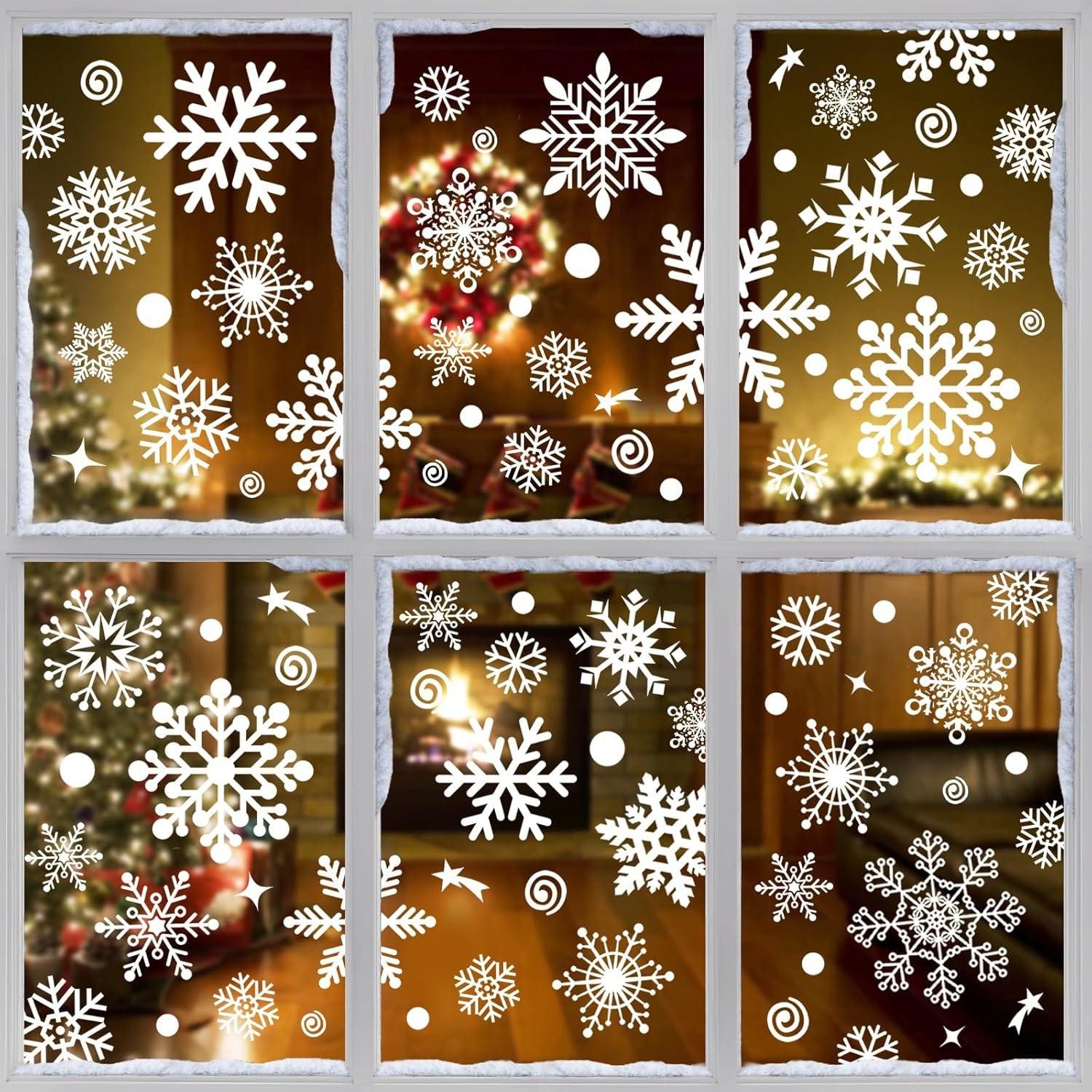 Dekohänger 230 Pcs Fensterbilder Weihnachten Selbstklebend Schneeflocken