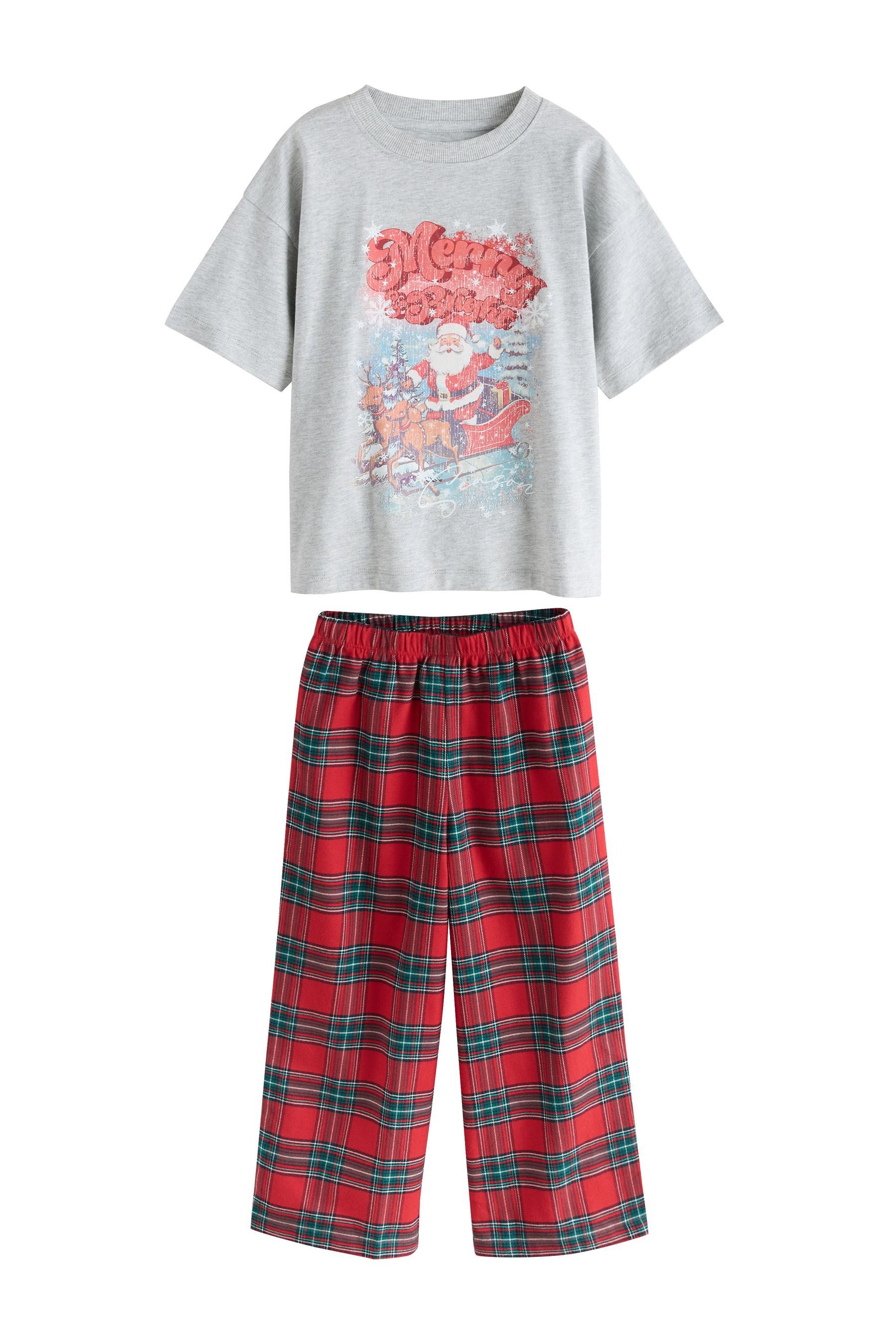 Next Pyjama Weihnachtsschlafanzug mit weitem Bein, 1er-Pack (2 tlg)