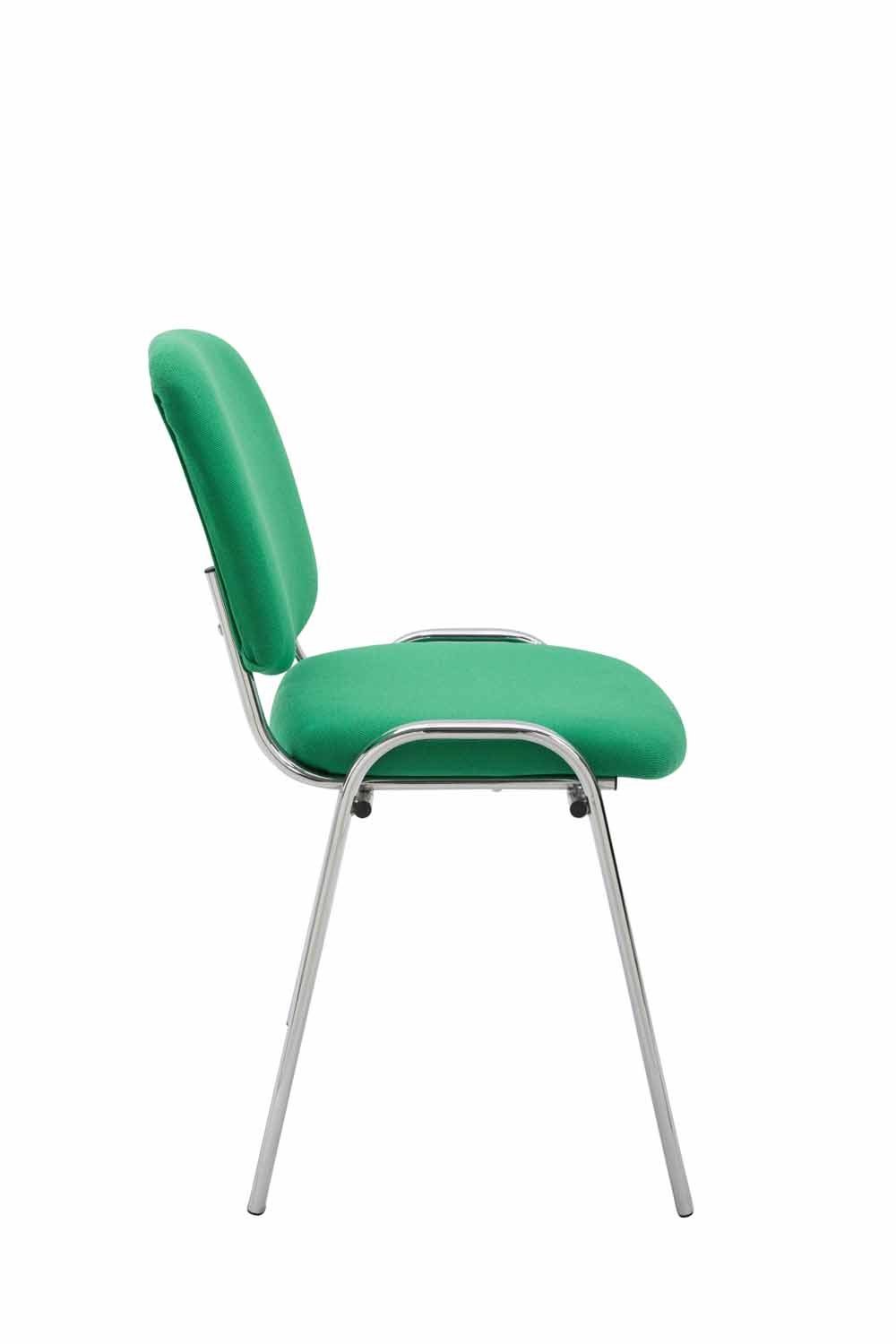 Warteraumstuhl hochwertiger Stoff Besucherstuhl - grün TPFLiving (Besprechungsstuhl - Konferenzstuhl Sitzfläche: Keen Polsterung Metall Gestell: mit Messestuhl), chrom - -