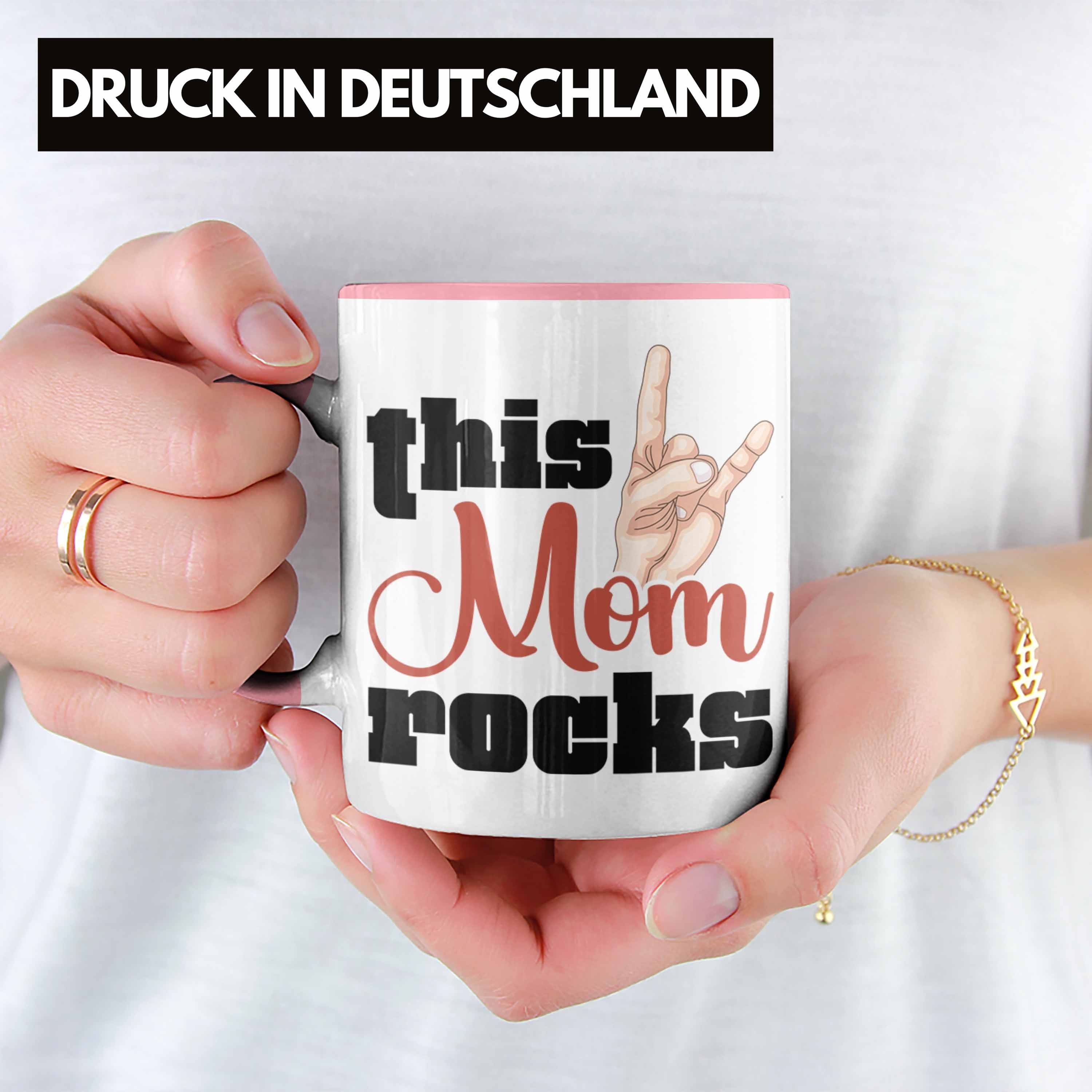 Trendation Tasse Trendation - This Rocks Mom Tasse Rosa Geschenkidee Rockn Lustige Roll Mama