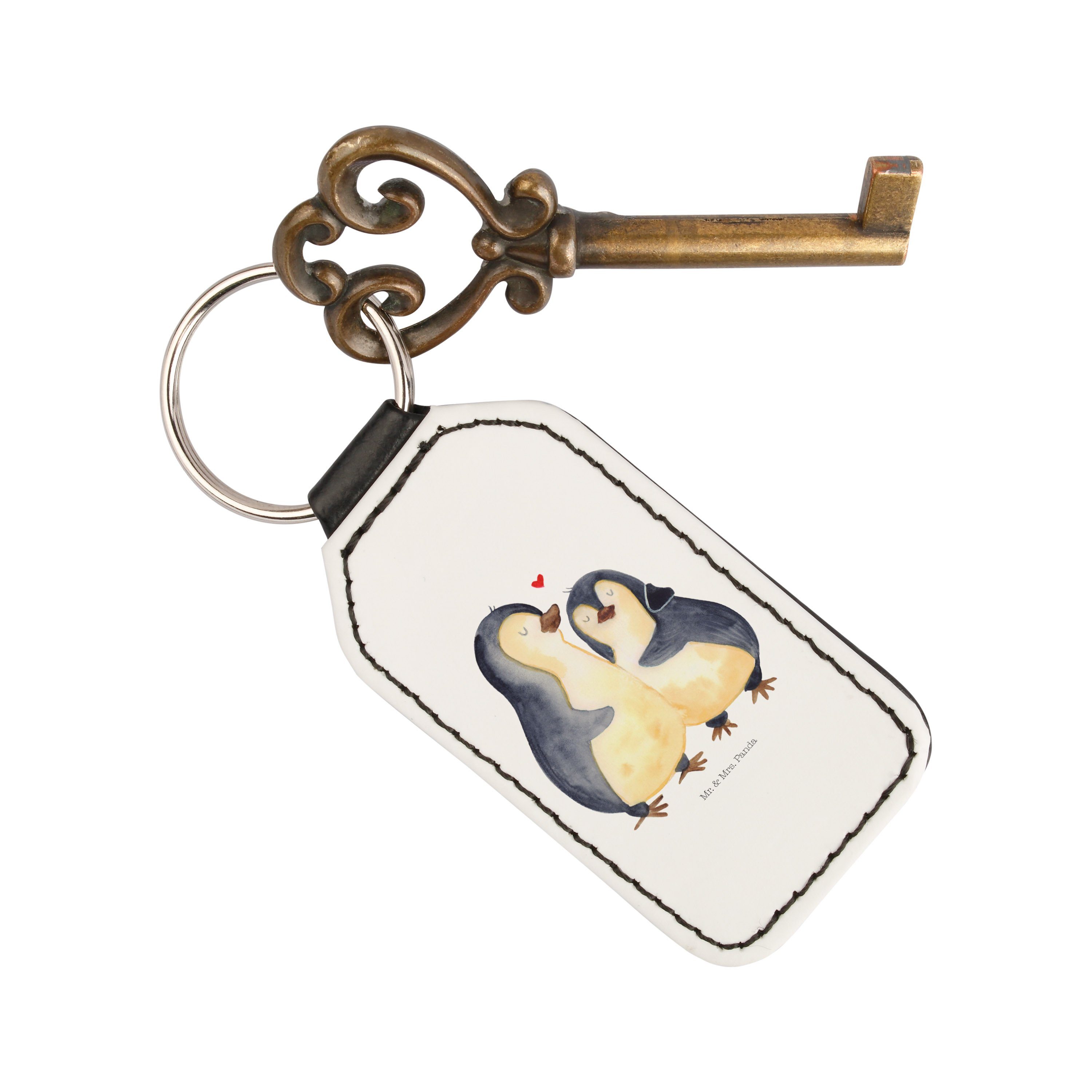 Mr. & Mrs. Panda Schlüsselanhänger umarmend Schlüsselanhänger, (1-tlg) Glü Weiß - - Pinguin Verlobung, Geschenk