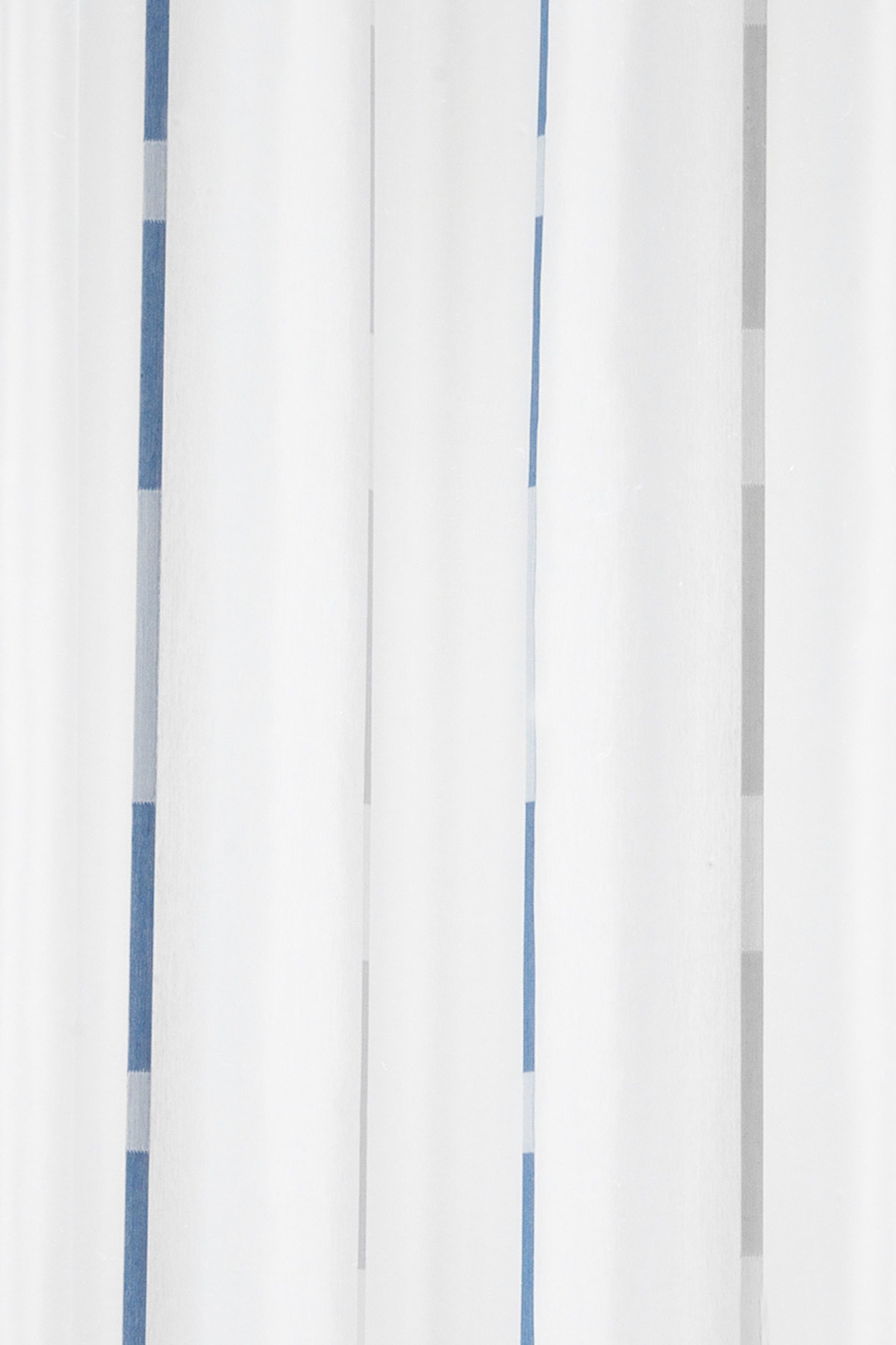 Gardine Calypso, St), ELBERSDRUCKE, Voile Schlaufen weiß-blau (1 halbtransparent