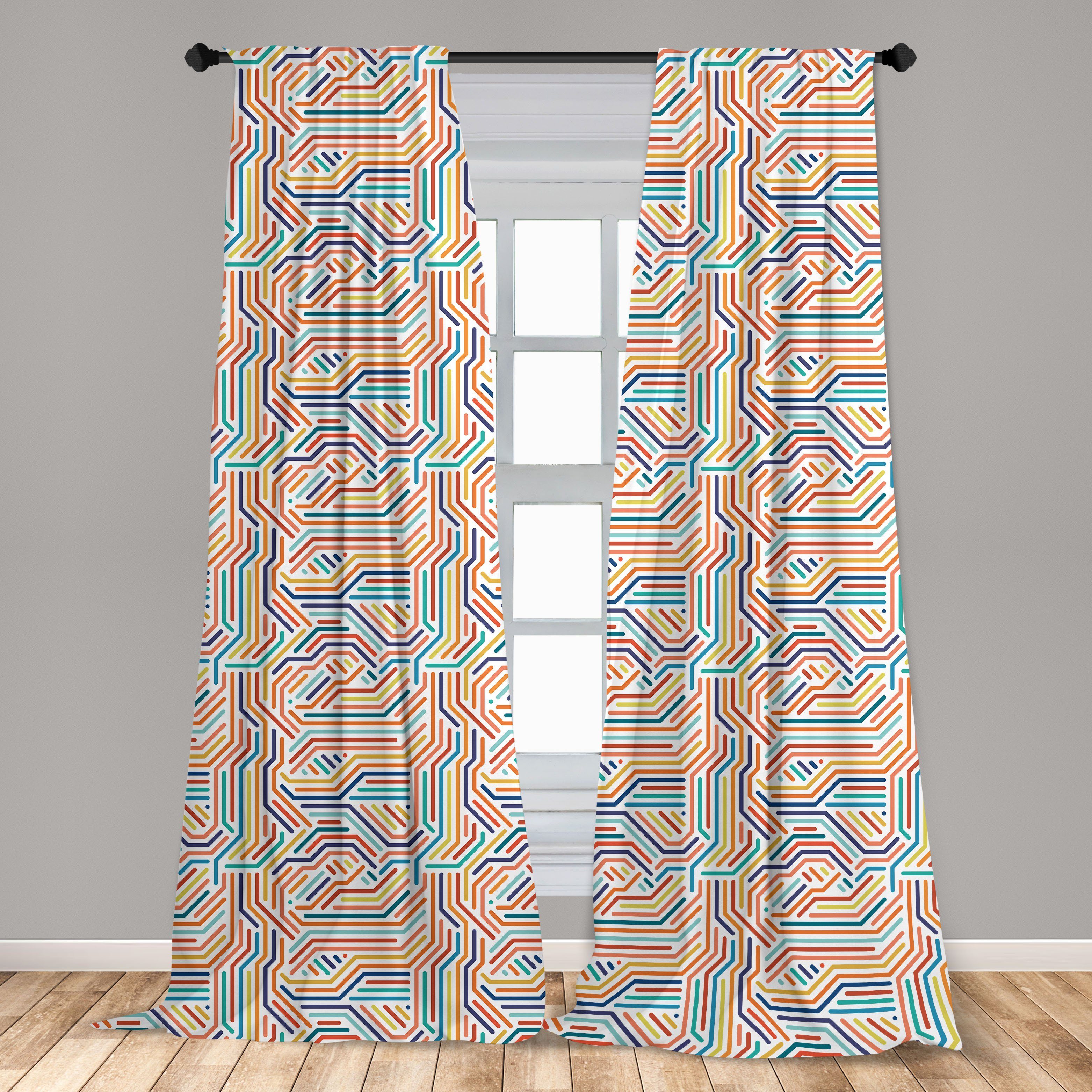 Gardine Vorhang für Wohnzimmer Schlafzimmer Microfaser, Abakuhaus, Moderne Vivid Abstrakt Stripes Dekor
