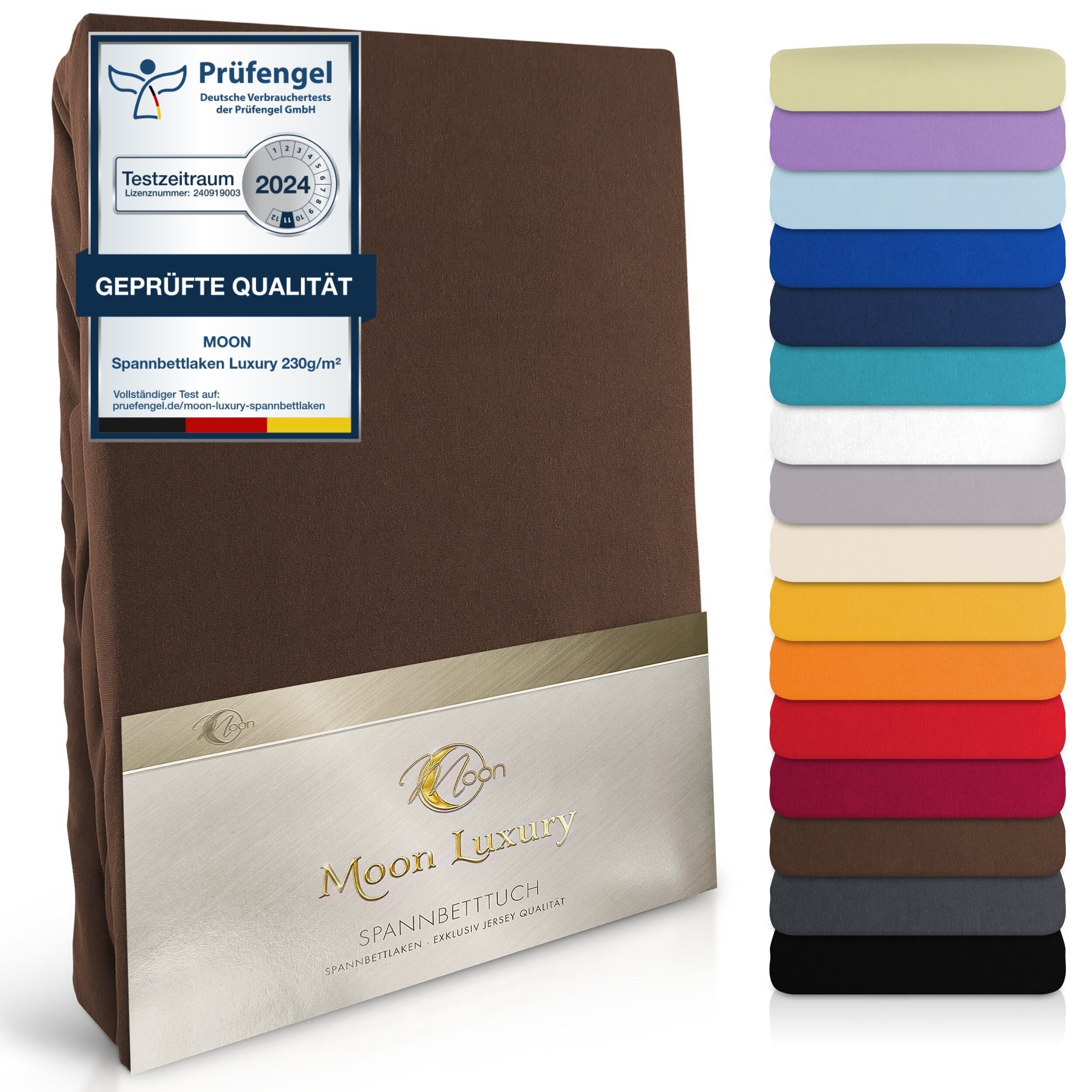 MOON Heimtextilien Spannbettlaken MOON-Luxury Spannbettlaken Jersey Stretch 230g/m², 97% Mako-Baumwolle 3% Elastan