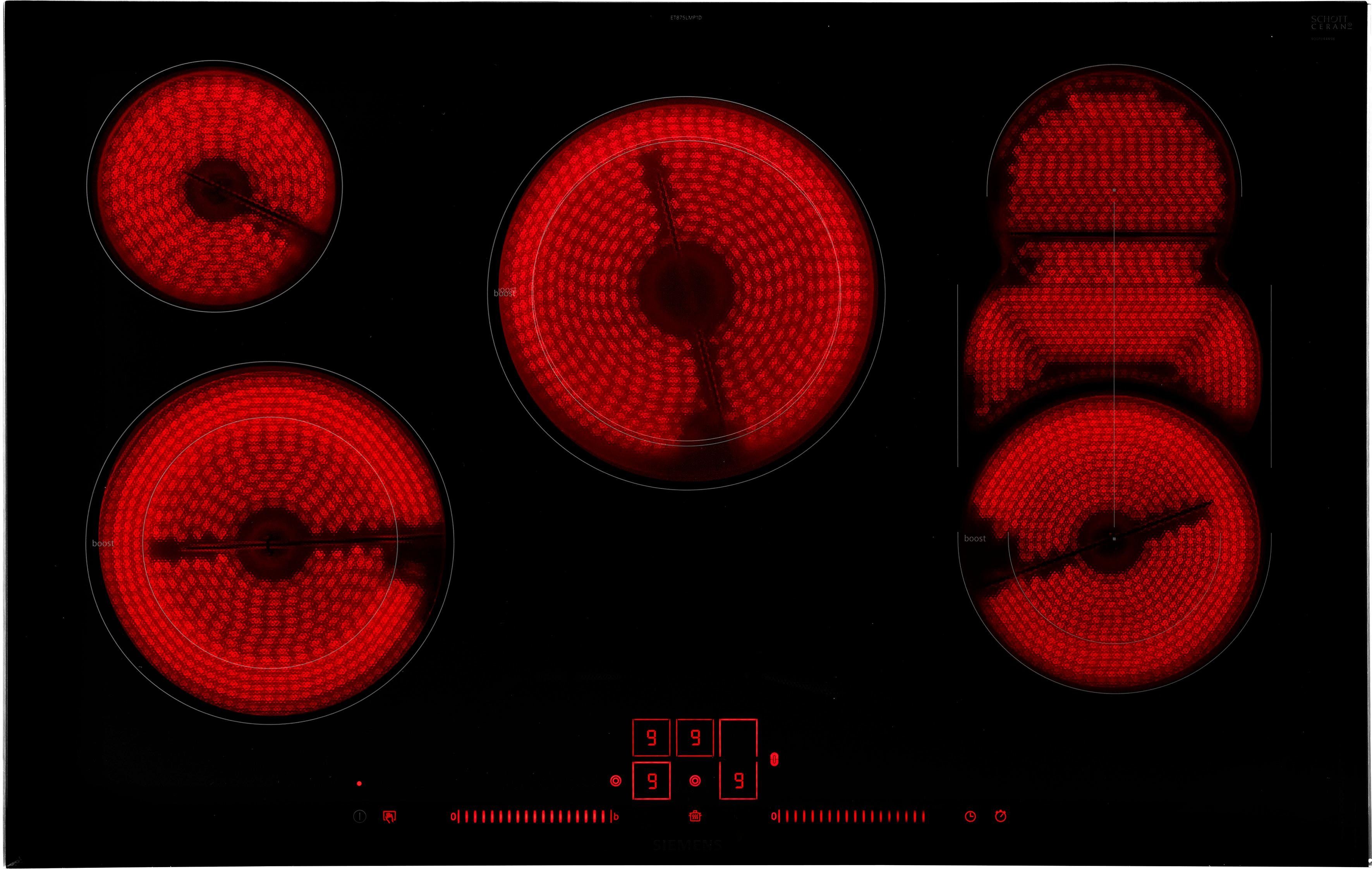 SIEMENS Elektro-Kochfeld von SCHOTT CERAN® iQ500 ET875LMP1D, 20 % mehr Leistung beim Aufheizen dank powerBoost-Funktion