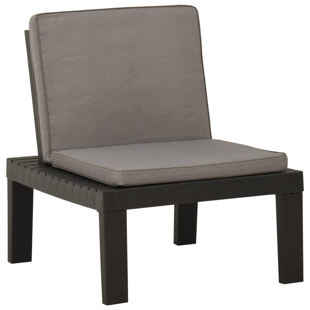 vidaXL Gartenstuhl Garten-Lounge-Stuhl mit Auflage Kunststoff Grau (1 St) Grau | Grau