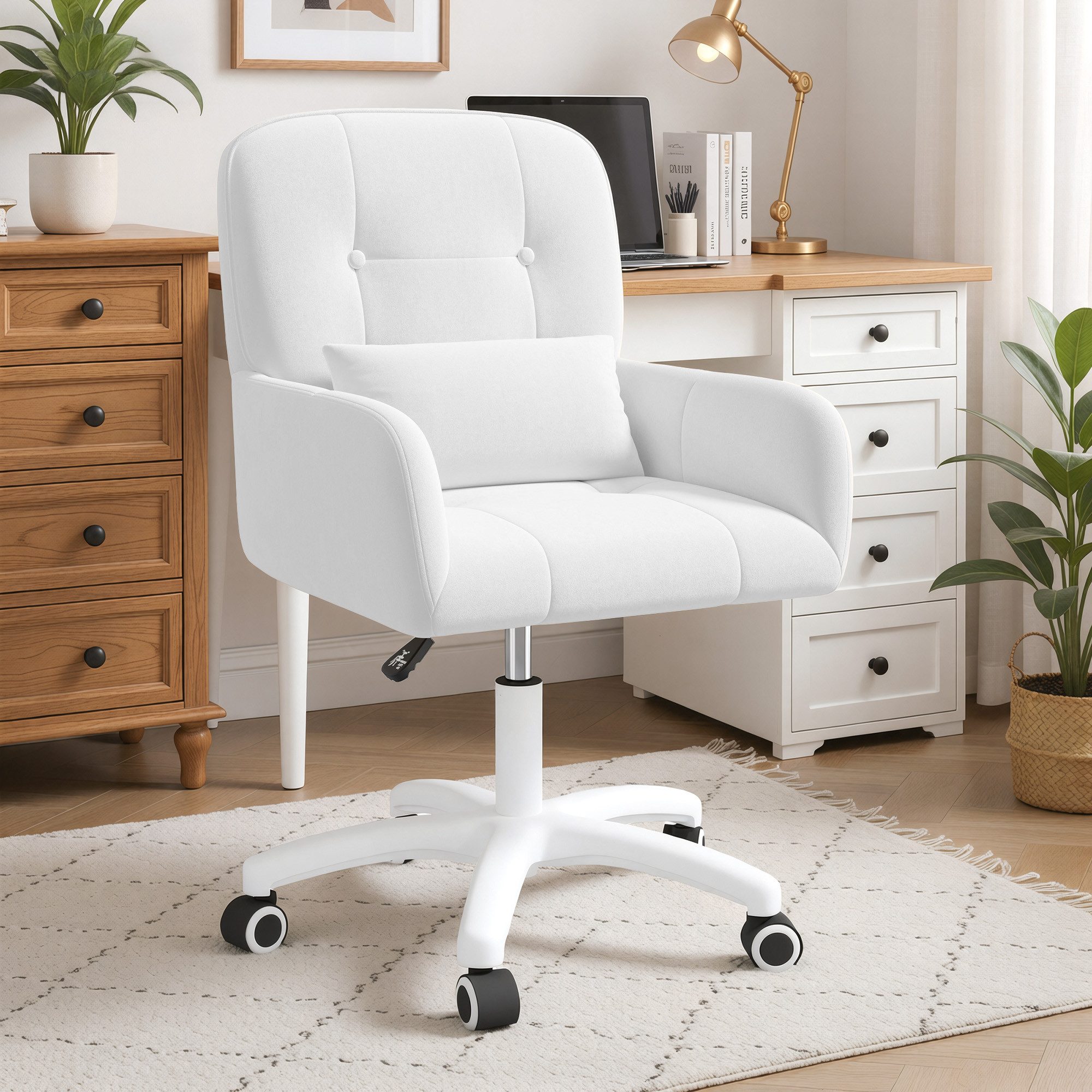 HawthyHome Bürostuhl 1er-Set, 360° Drehbarer, Samt, für Arbeitszimmer & Schlafzimmer (1 St), 360° Drehbarer, : Sitzhöhe 87-100 cm flexibel anpassbar