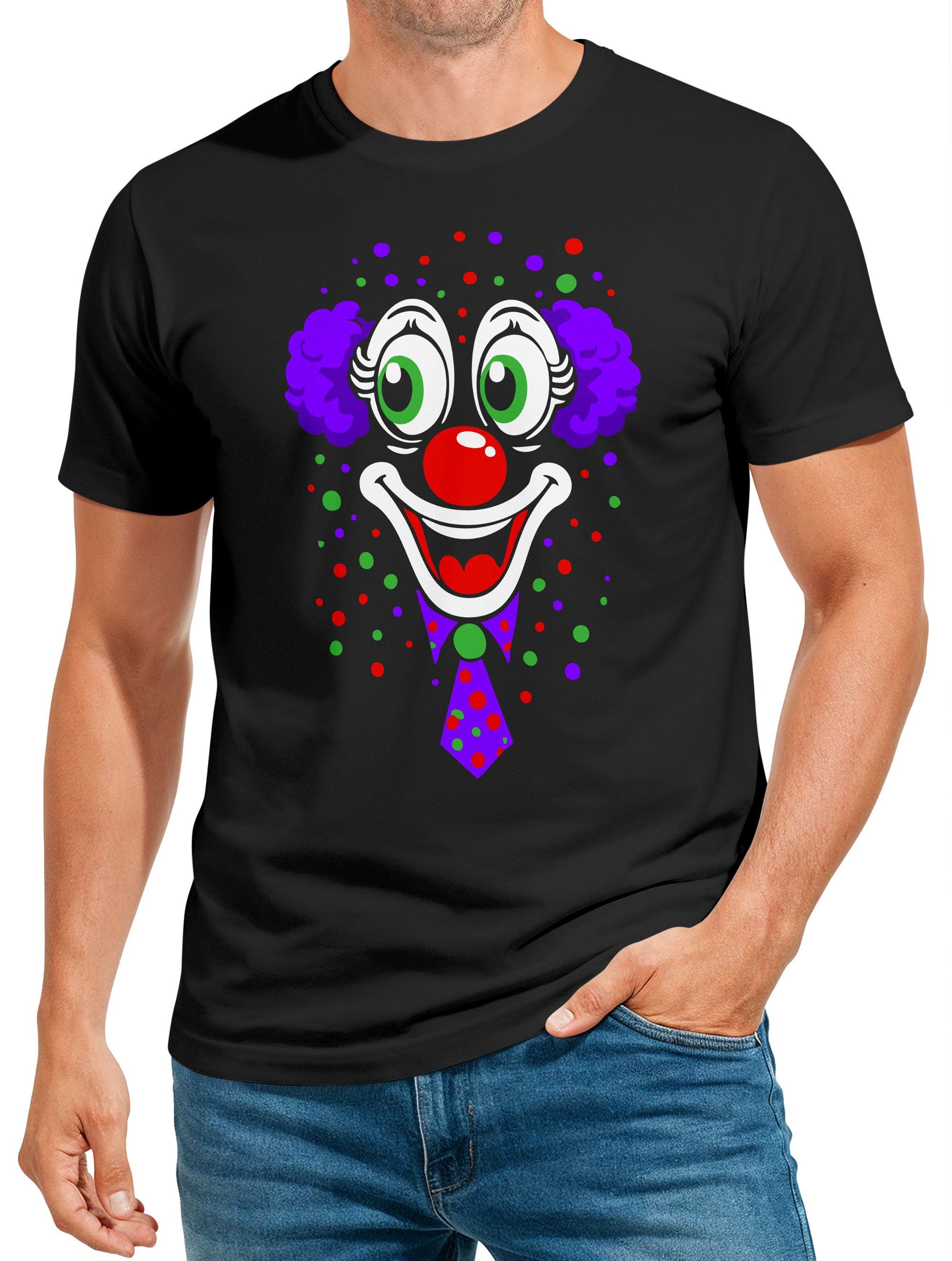 MoonWorks Print-Shirt Herren T-Shirt Clown Gesicht Fasching Karneval Kostüm günstig online kaufen