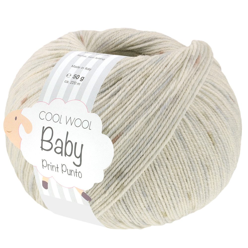 LANA GROSSA Cool Wool Baby Print Punto 0376 silbergrau taupe hellgrau Häkelwolle, 220 m