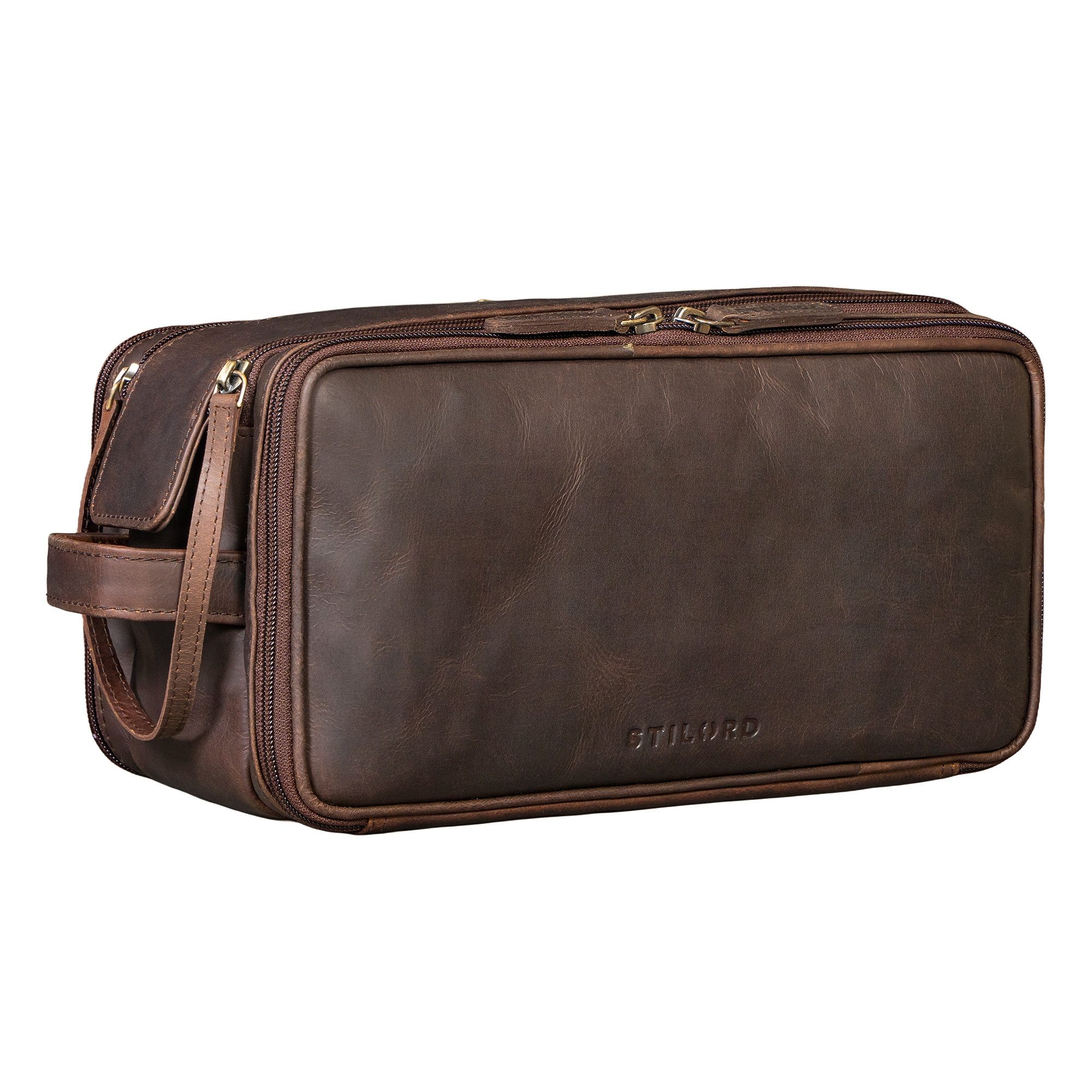 Kulturbeutel "Barlow" Kulturtasche Herren Damen Leder Groß