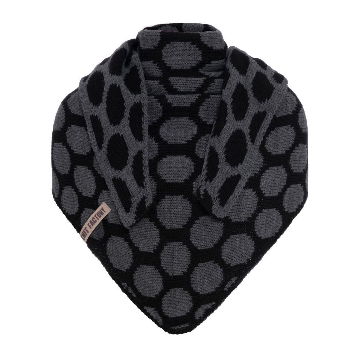 Knit Factory Strickschal Liva Dreiecksschal Schwarz/Anthrazit, (1-St), Schal Halstuch Dreiecksschal Tuch Strickmode