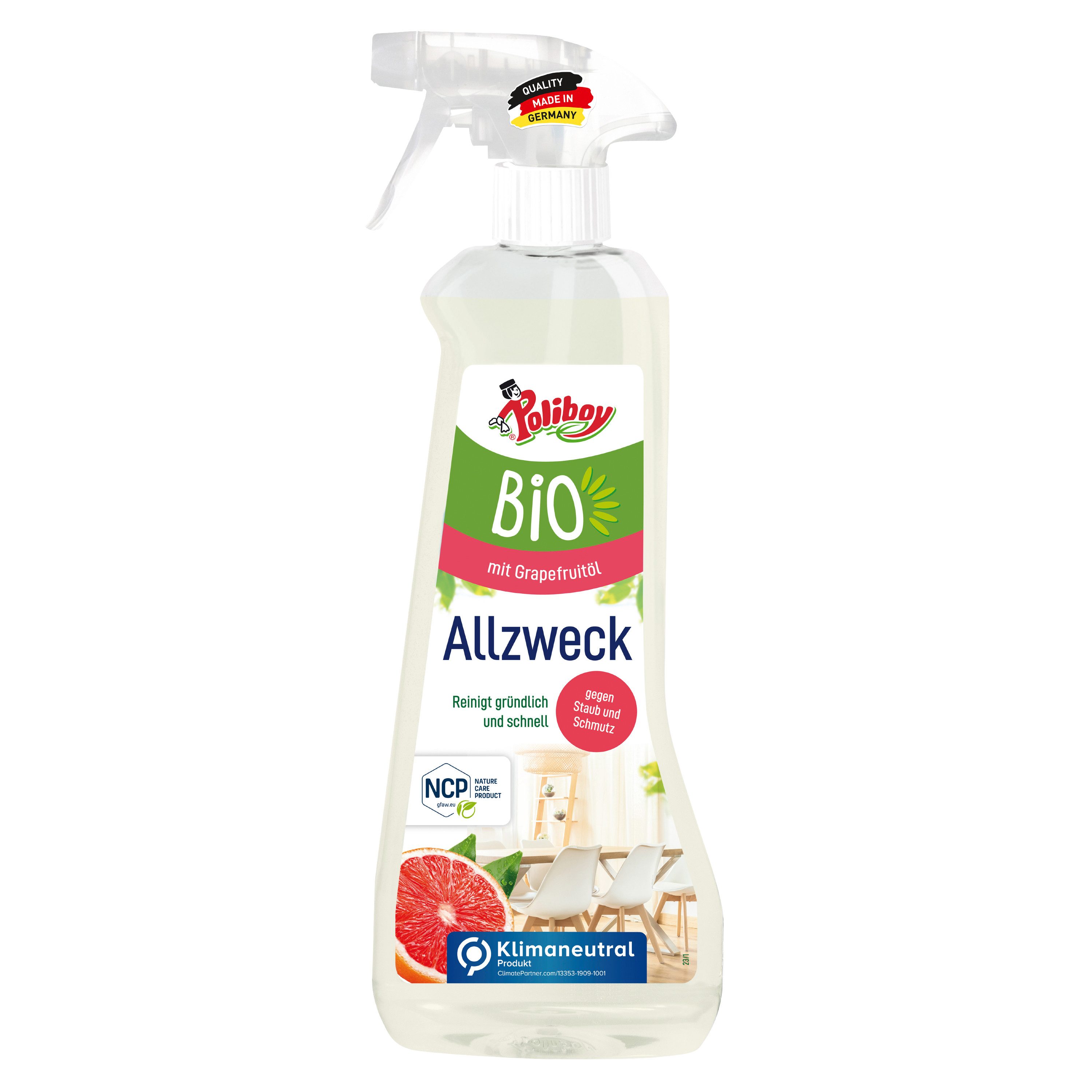 poliboy - 500 ml - schneller und effektiver Bio Allzweckreiniger (für alle Oberflächen und Holzarten - Made in Germany)