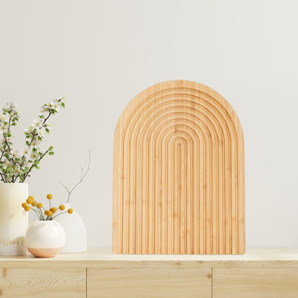 Mien Servierplatte Boho Deko Servierbrett, Snacks Teller in Regenbogenform, Bambus, (Langlebig, 1-tlg., Maße: 32 x 24 x 2 cm I Natürliche Holzmaserung), Stilvolle Wohn- und Tischdekoration