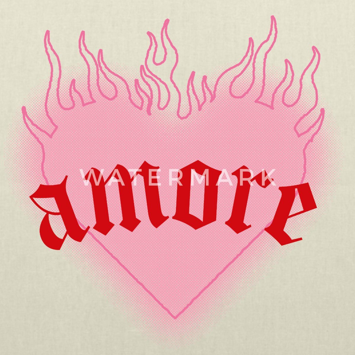 Spreadshirt Henkeltasche Amore Festival Y2K Herz Mit Flammen Stoffbeutel (1-tlg)