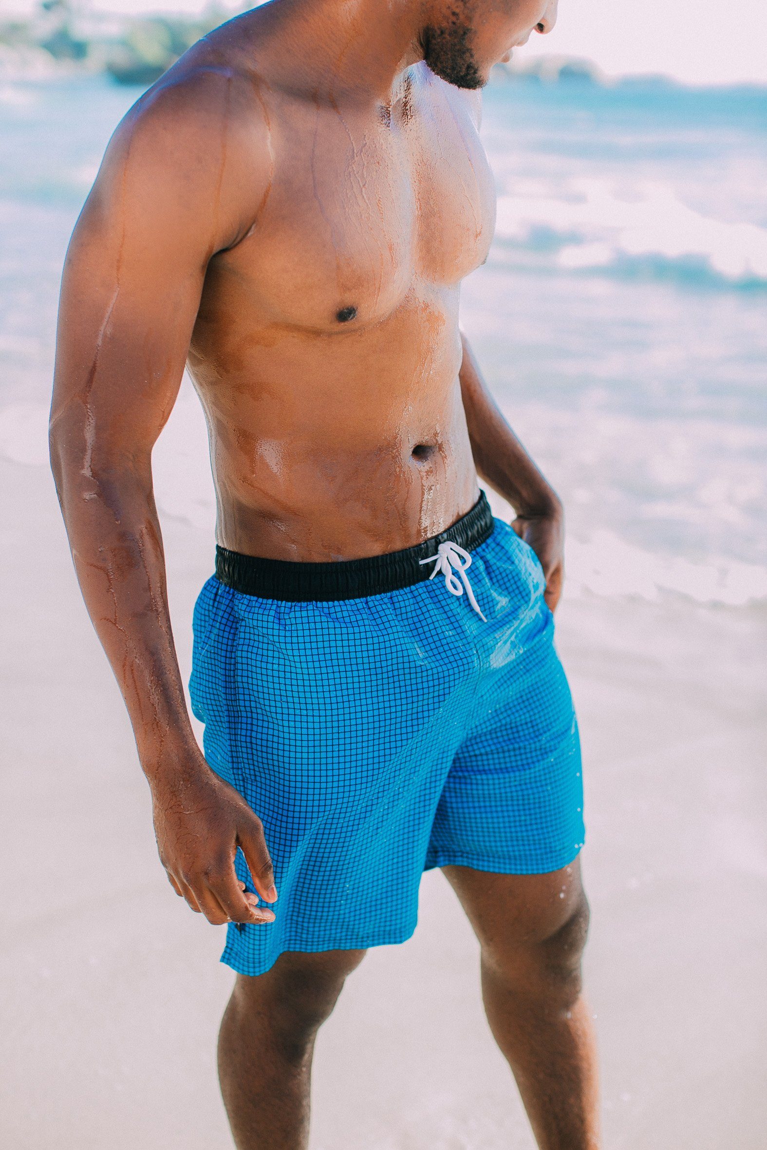 GUGGEN Mountain Badeshorts Badehose Herren Badeshorts Schnelltrocknende kariert Kordelzug Herren Badeshorts Männer mit Kordelzug kariert Badehose Innennetz