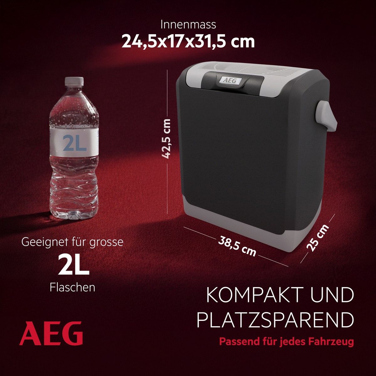 AEG Elektrische Kühlbox KK 14, 14 l, 12 V KFZ Kühl- & Warmhaltebox, grau