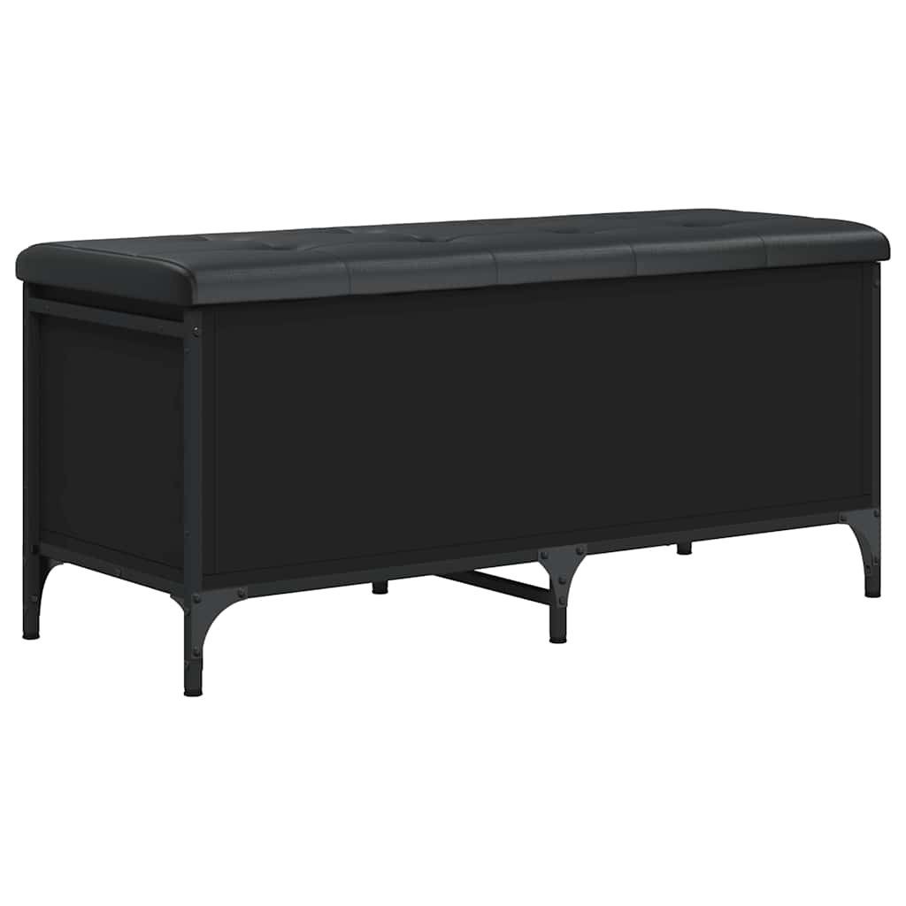 furnicato Truhenbank Sitzbank Schwarz 102 x 42 x 45 cm mit Stauraum und Kissen