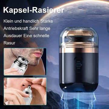 yozhiqu Rasiermesser Elektrischer tragbarer Mini-Kapselrasierer für Männer,Nasenhaartrimmer, Abnehmbarer, waschbarer Kopf, tragbar und einfach zu benutzen