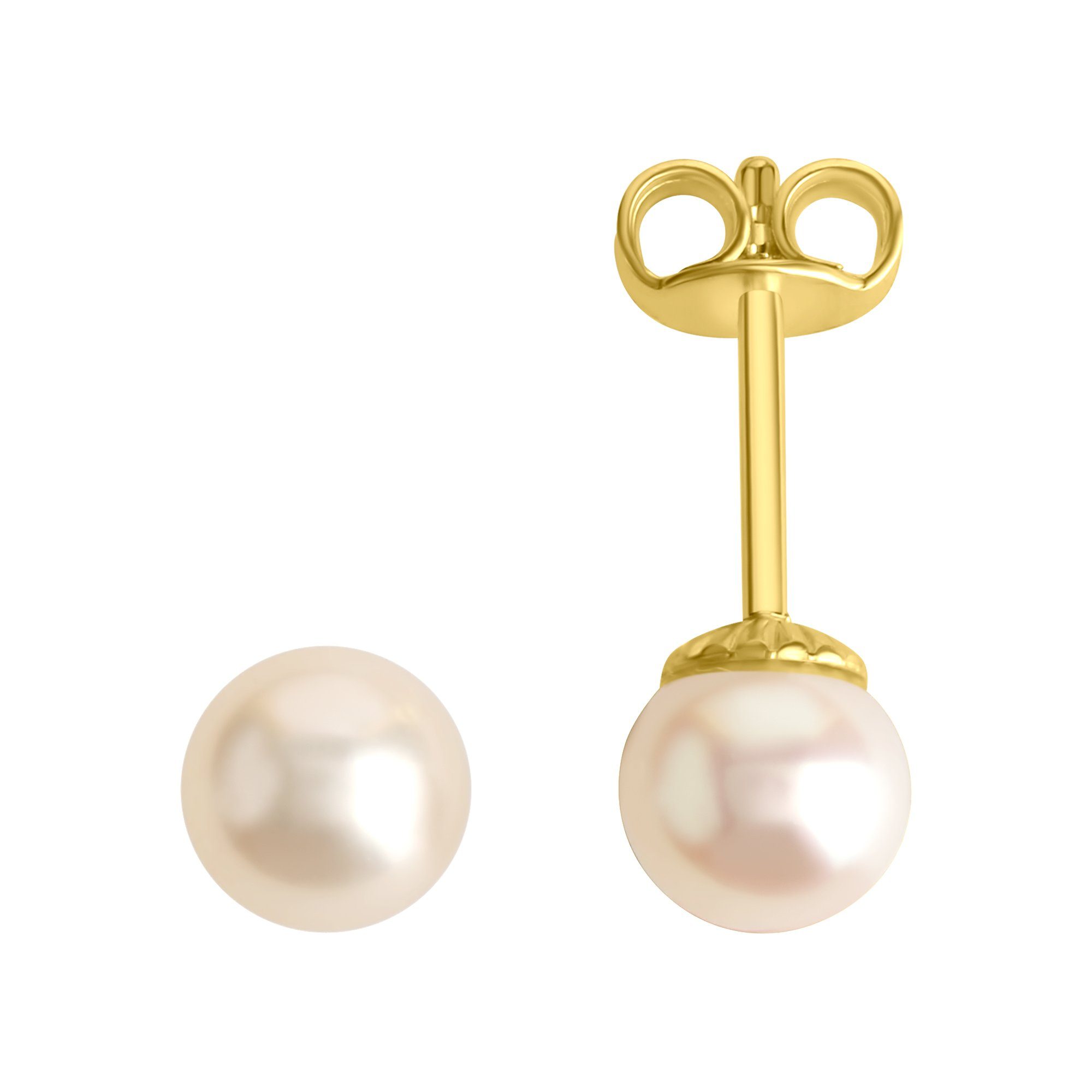 Orolino Paar Ohrstecker Gold 585 mit weißen Perlen 5,5-6mm rund günstig online kaufen