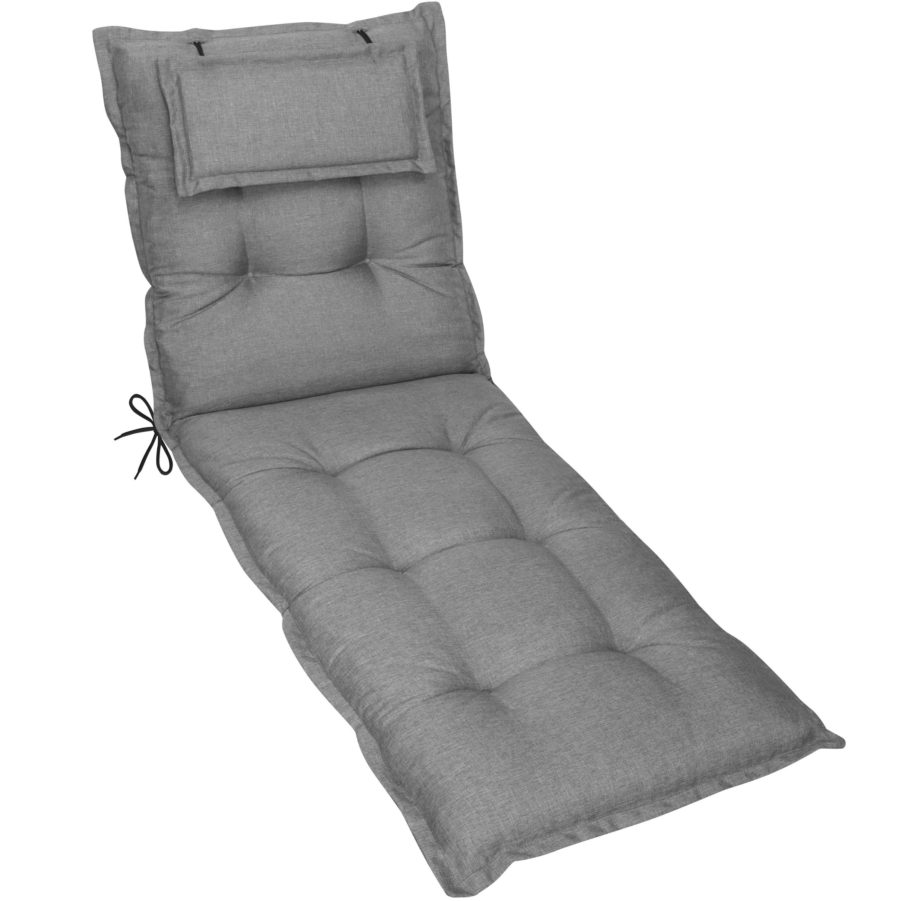Herlag Liegenauflage Ava Polster für Gartenliege 190x60x9cm extra dick Kopfpolster, (1 St), SunGuard Liegepolster mit starkem UV- & Fleckschutz, Silber
