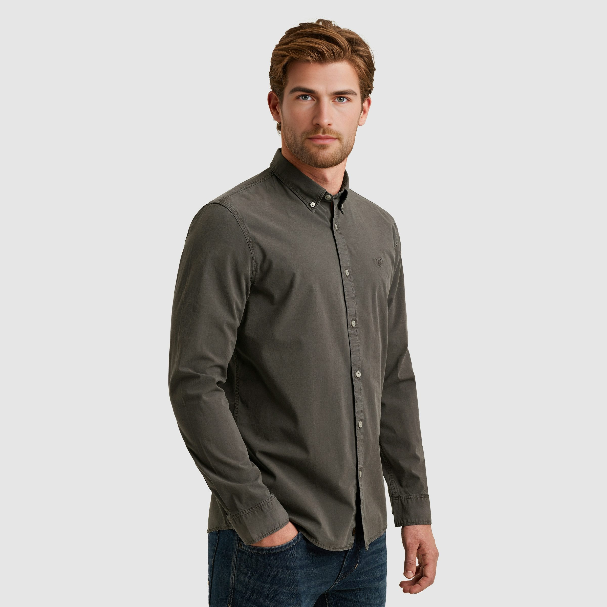 PME LEGEND Langarmhemd mit Logo Stickerei günstig online kaufen