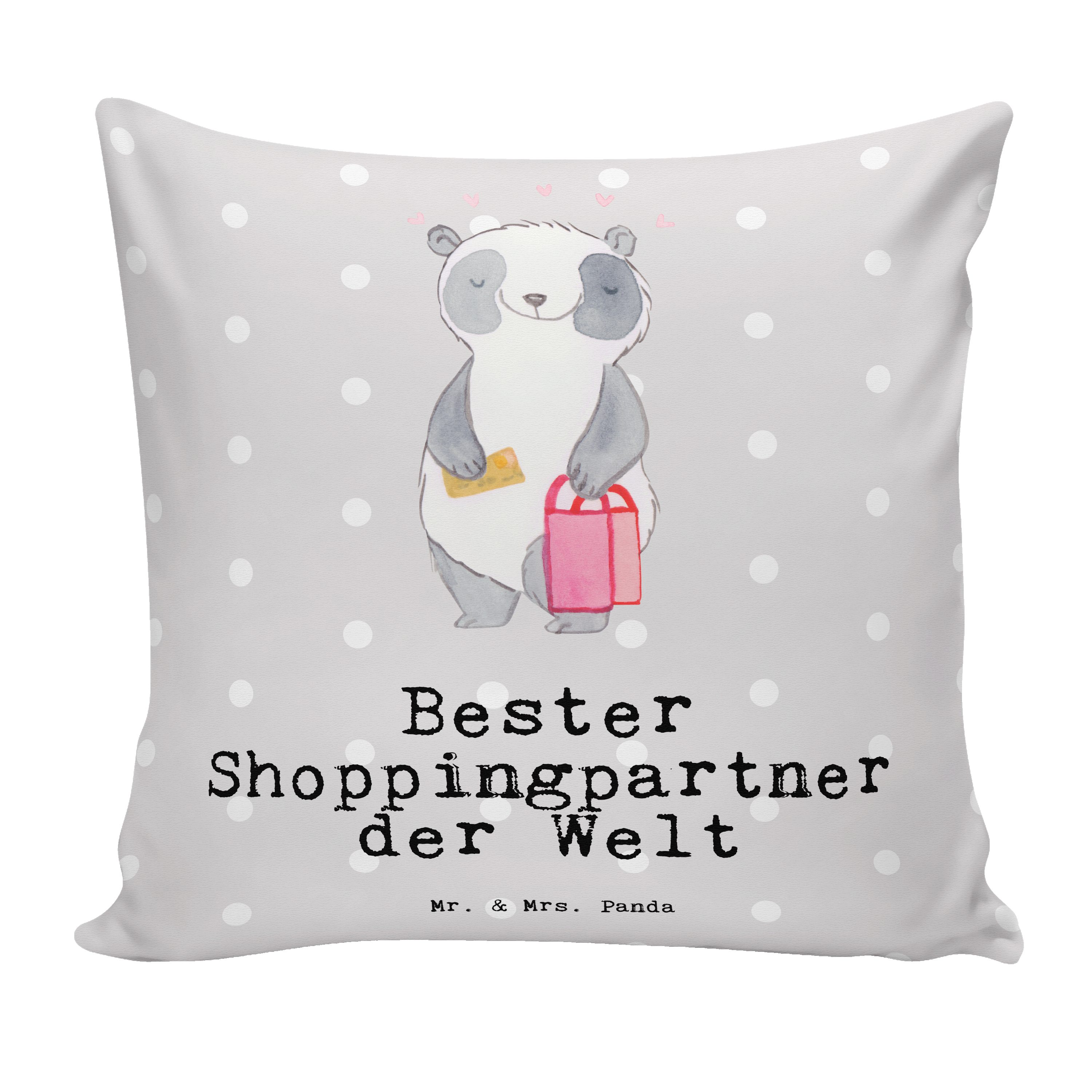 Bester Mrs. Panda - Mr. Pastell Grau Welt & Dekokissen Panda - Geschenk, der Shop Shoppingpartner