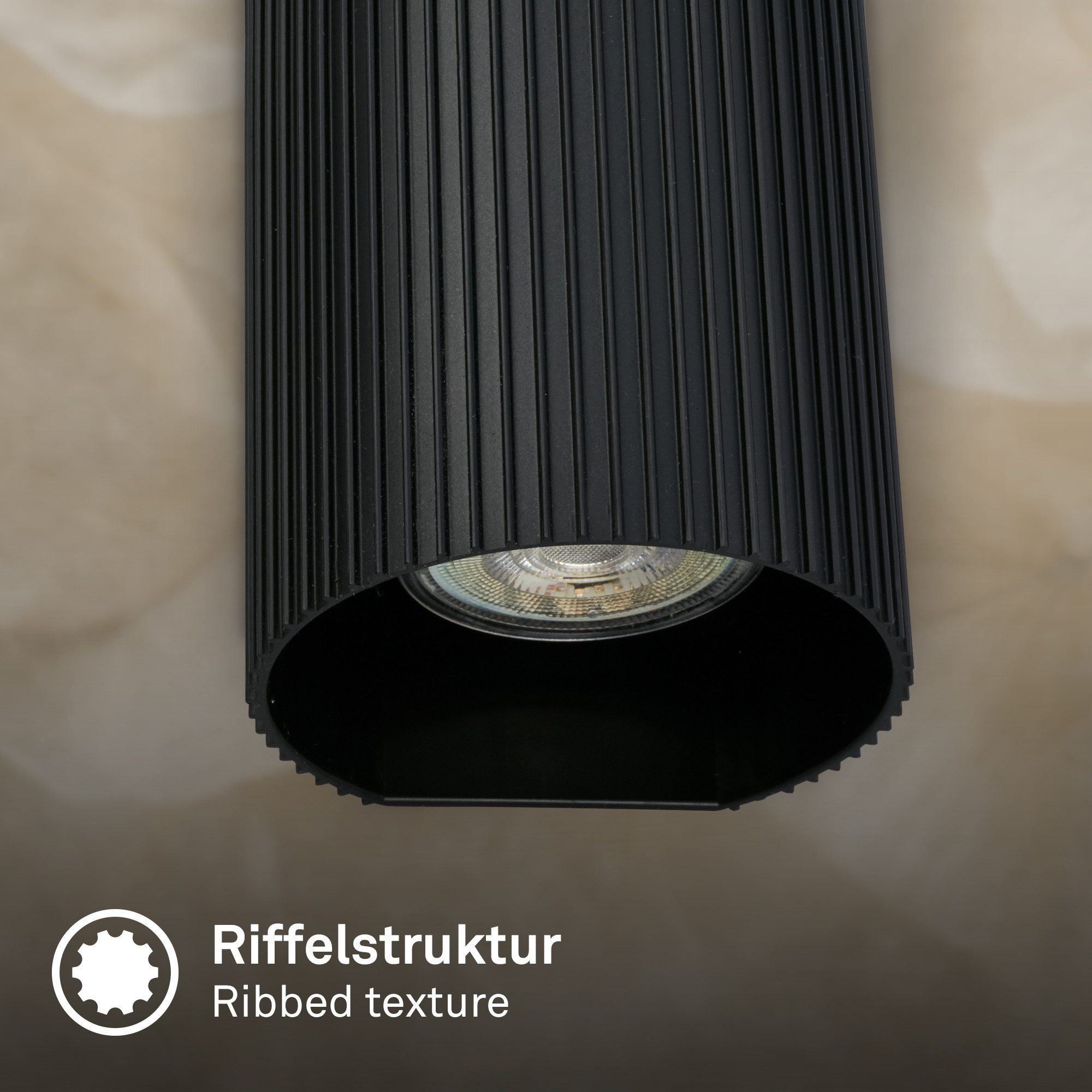Briloner Leuchten LED Wandleuchte Wandlampe Up-/Downlight GU10 Riffle-Optik, ohne Leuchtmittel, Abhängig vom Leuchtmittel, 8,5x20x8 cm, Wohnzimmer, Flur, Schlafzimmer