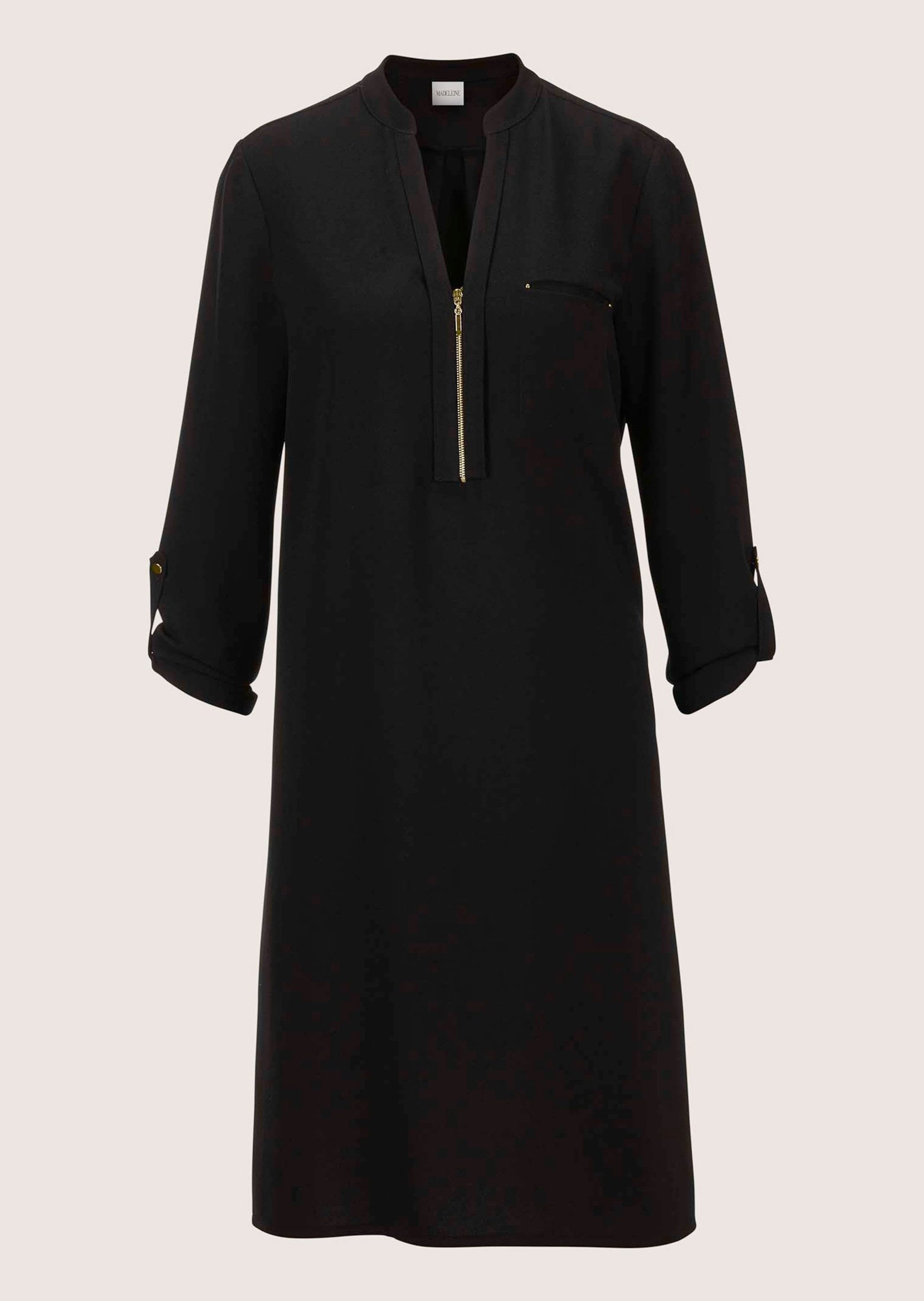 Maxikleid Shirtkleid mit Rundhals mit V-Schlitz