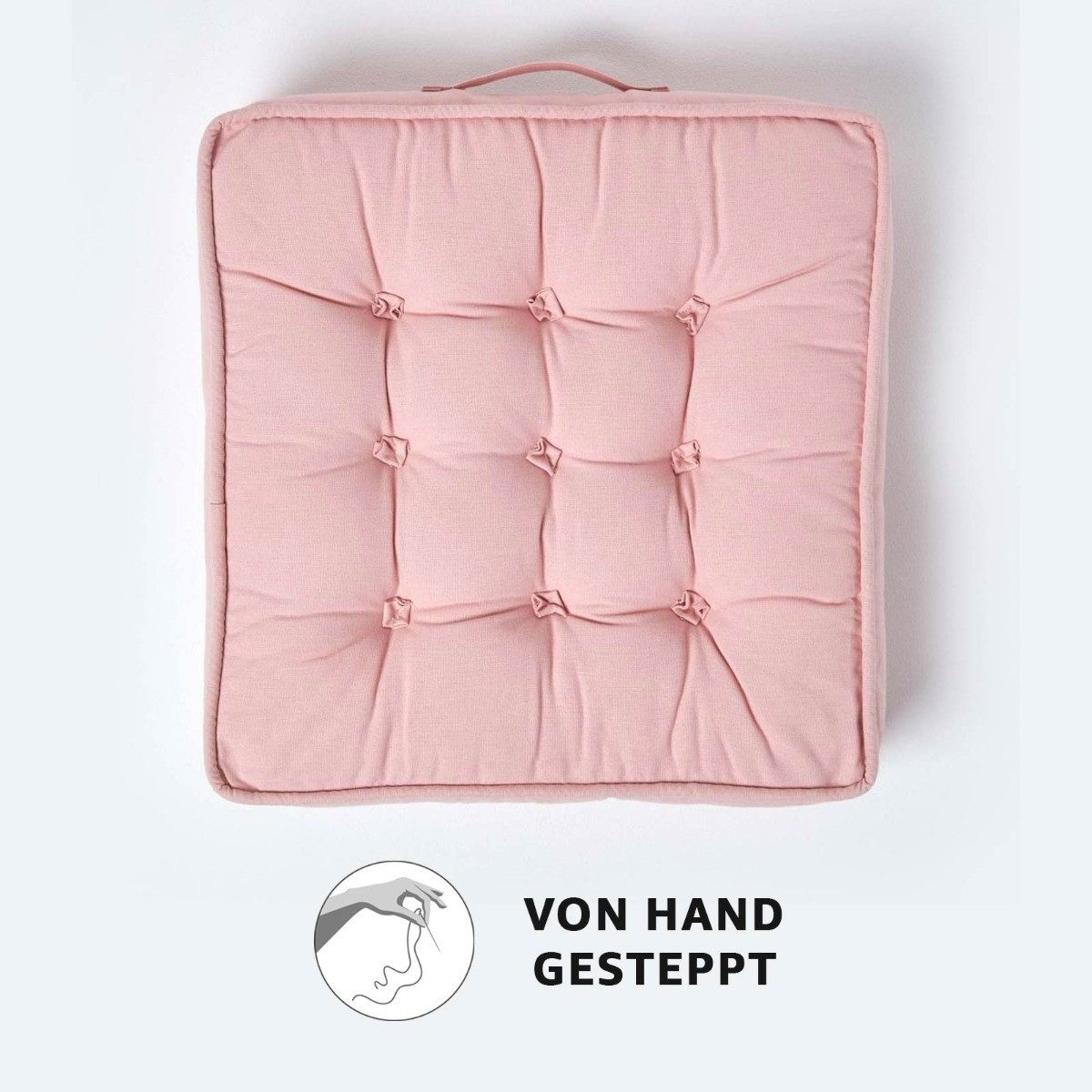 Homescapes Sitzkissen Dickes Sitzkissen rosa – bequemes Sesselkissen mit Baumwollbezug