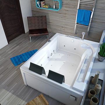 AcquaVapore Whirlpool-Badewanne Whirlpool Pool Badewanne Wanne W12H-B 180x135cm, (1-tlg), Mit Fußgestell und Ablaufgarnitur