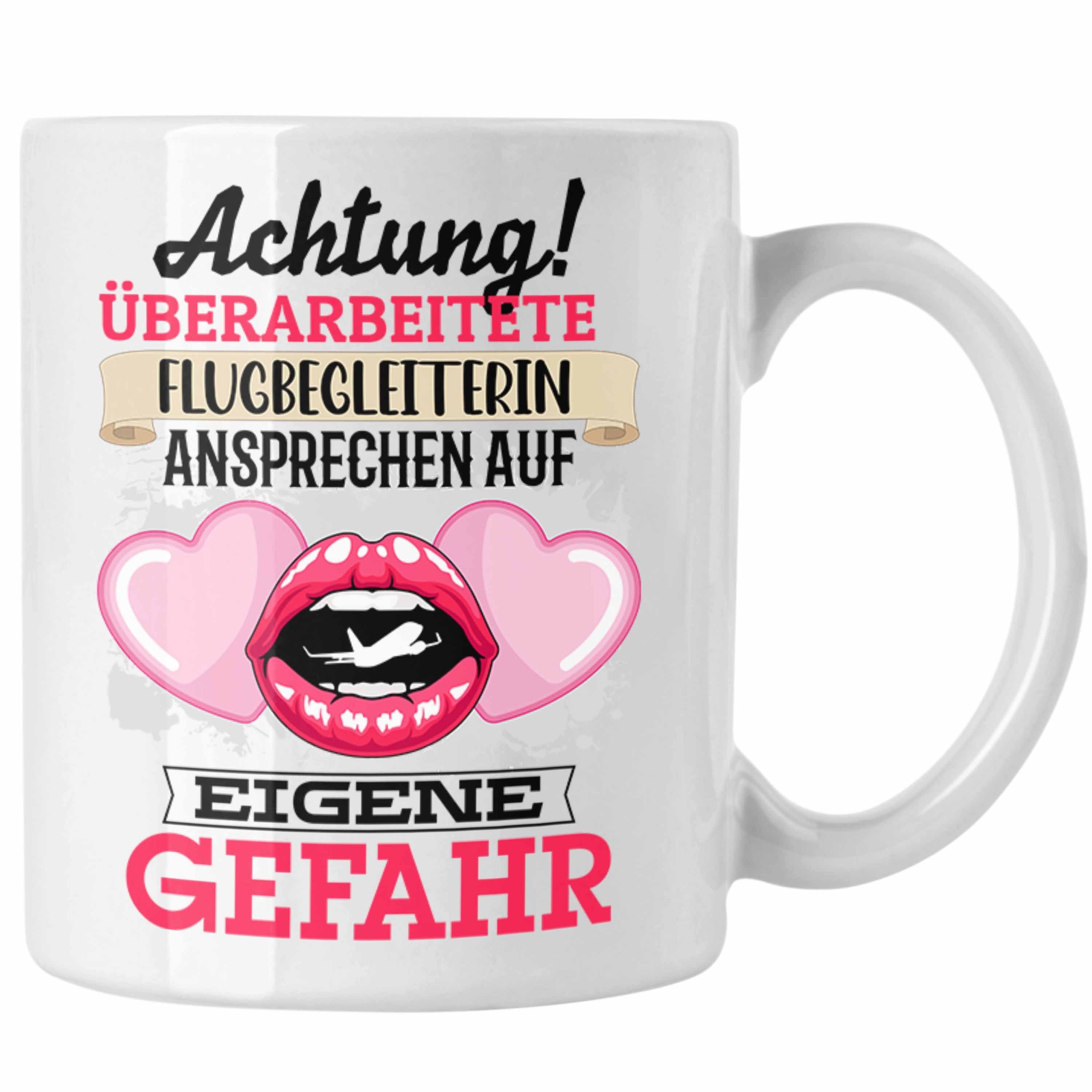 Geschenkidee Weiss Flugebegleiterin Trendation Geschenk Lustiger Tasse Tasse Kaffeebec Spruch