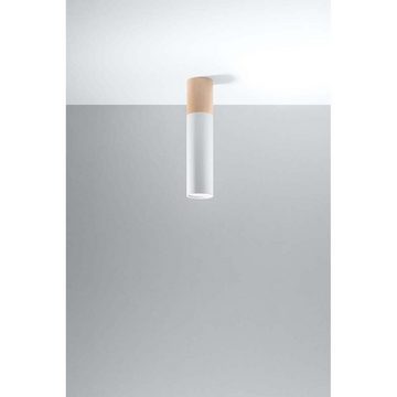 etc-shop Deckenleuchte, Leuchtmittel nicht inklusive, Deckenleuchte Deckenlampe Holz Stahl Weiß H 30 cm Wohnzimmer