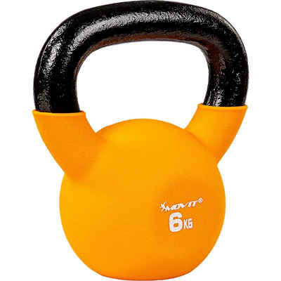 MOVIT Kettlebell Kettlebell PRO, Kugelhantel aus Gusseisen, (Schwunghantel, Trainingsgewicht), mit Neoprenbeschichtung, Kugelgewicht, 12 Farbvarianten: 2 bis 24 kg