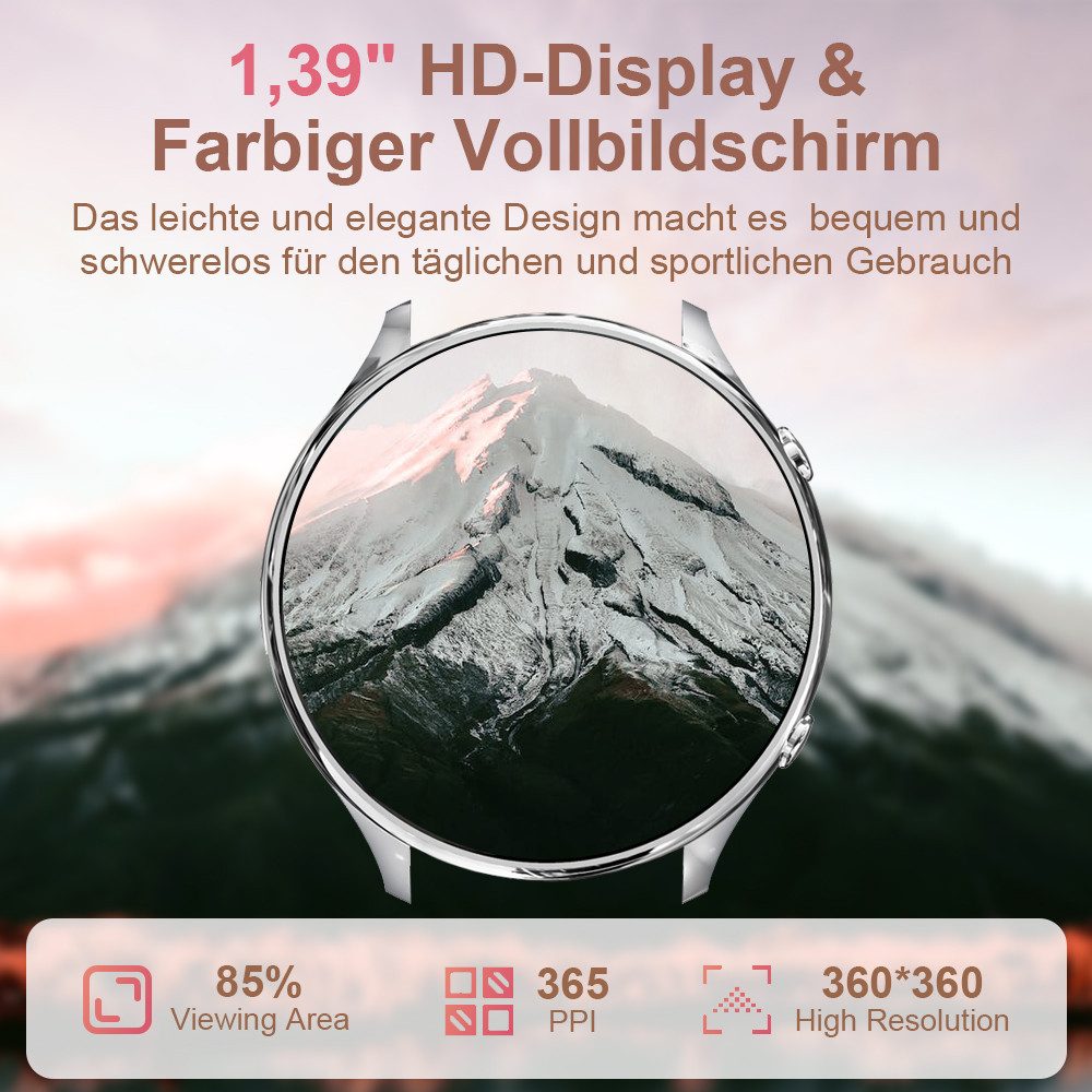 ANYSUN Fitness Tracker Uhr für Damen Herren mit Telefonfunktion Smartwatch (3,53 cm/1,39 Zoll) HD Voll Touchscreen Fitness Tracker mit 120 Sport SpO2 Pulsuhr, Schlafmonitor Menstruationszyklus, Armbanduhr für iOS Android