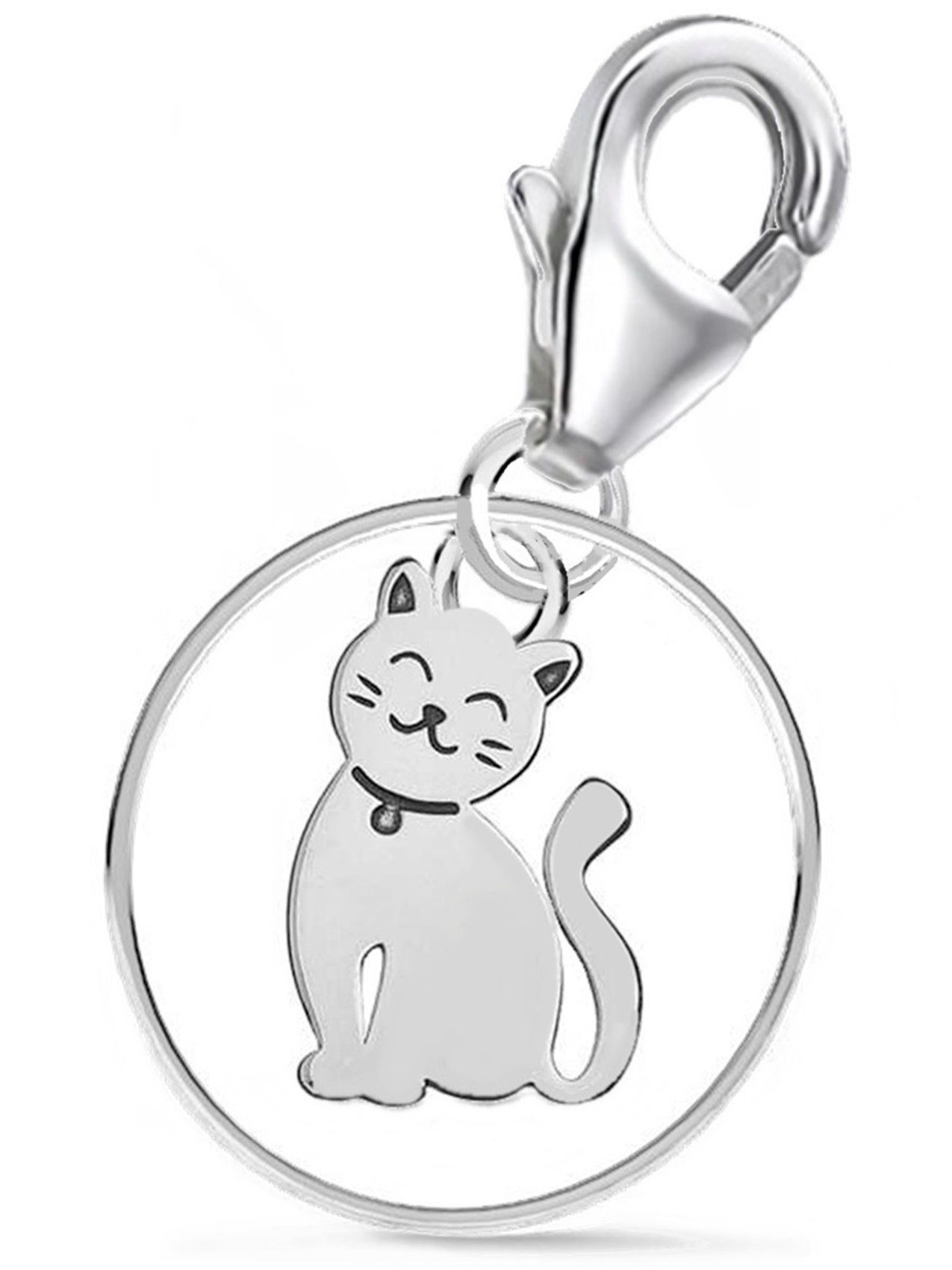 Kreis im aus Anhänger Goldene Charm Sterlingsilber 925 Katze Karabiner Charm-Einhänger Hufeisen