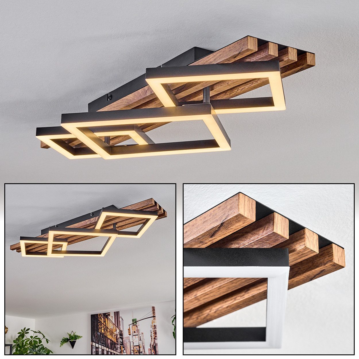 hofstein Deckenleuchte Deckenlampe aus Metall/MDF/Kunststoff, ohne Leuchtmi günstig online kaufen